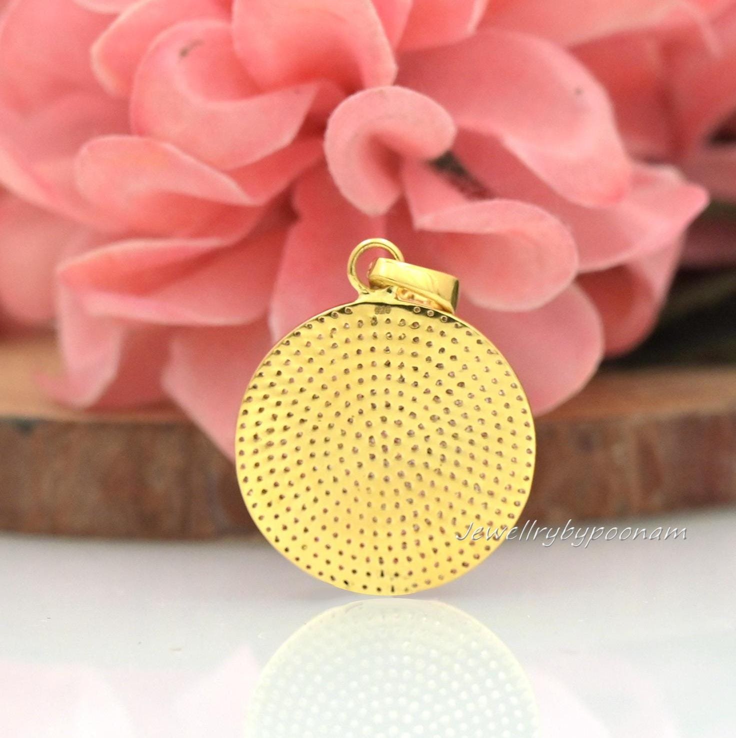 925 Diamond Disc Pendant: Handmade Charm Jewelry - View 2 - Jewelry By Poonam | SKU: PJP511-SLYGCZ- 2/26 925 Diamond Disc Pendant: Handmade Charm Jewelry - View 2 - Jewelry By Poonam | SKU: PJP511-SLYGCZ- 2/26