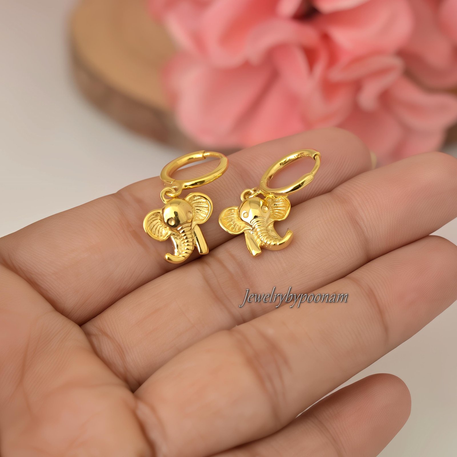 925 Gold Plated Elephant Hoop Earrings: Sterling Silver Dangle Huggies - Jewelry By Poonam | SKU: PJE1868-SLYG-10M 2/2026 925 Gold Plated Elephant Hoop Earrings: Sterling Silver Dangle Huggies - Jewelry By Poonam | SKU: PJE1868-SLYG-10M 2/2026