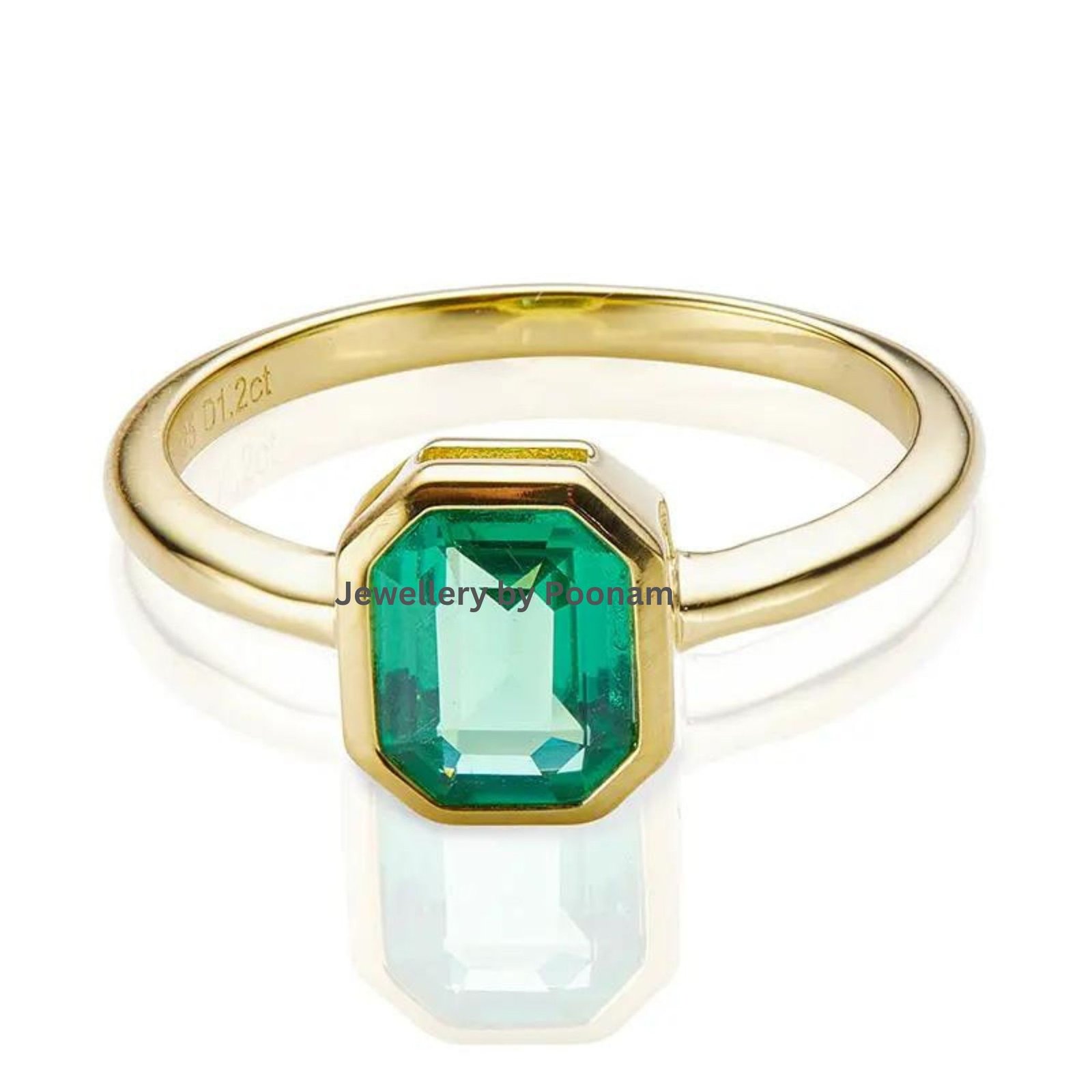 925 Gold-Plated Emerald Ring: Handmade Designer Jewelry - Jewelry By Poonam | SKU: R-1041 925 Gold-Plated Emerald Ring: Handmade Designer Jewelry - Jewelry By Poonam | SKU: R-1041