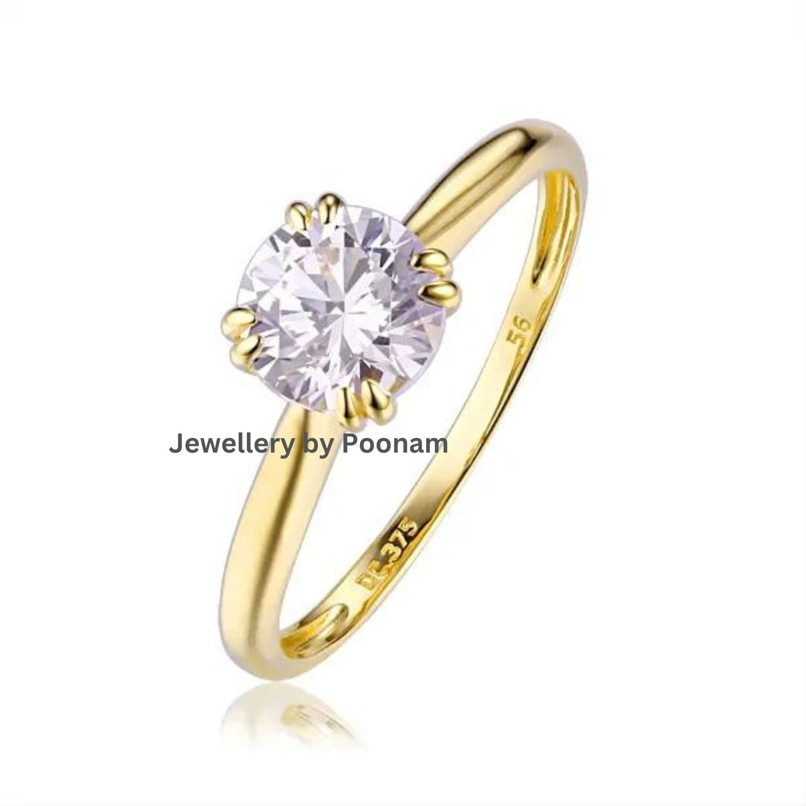 925 Gold-Plated Engagement Ring for Women – Elegant Wedding Ring, Minimalist Bridal Jewelry Gift - Jewelry By Poonam | SKU: R 925 Gold-Plated Engagement Ring for Women – Elegant Wedding Ring, Minimalist Bridal Jewelry Gift - Jewelry By Poonam | SKU: R