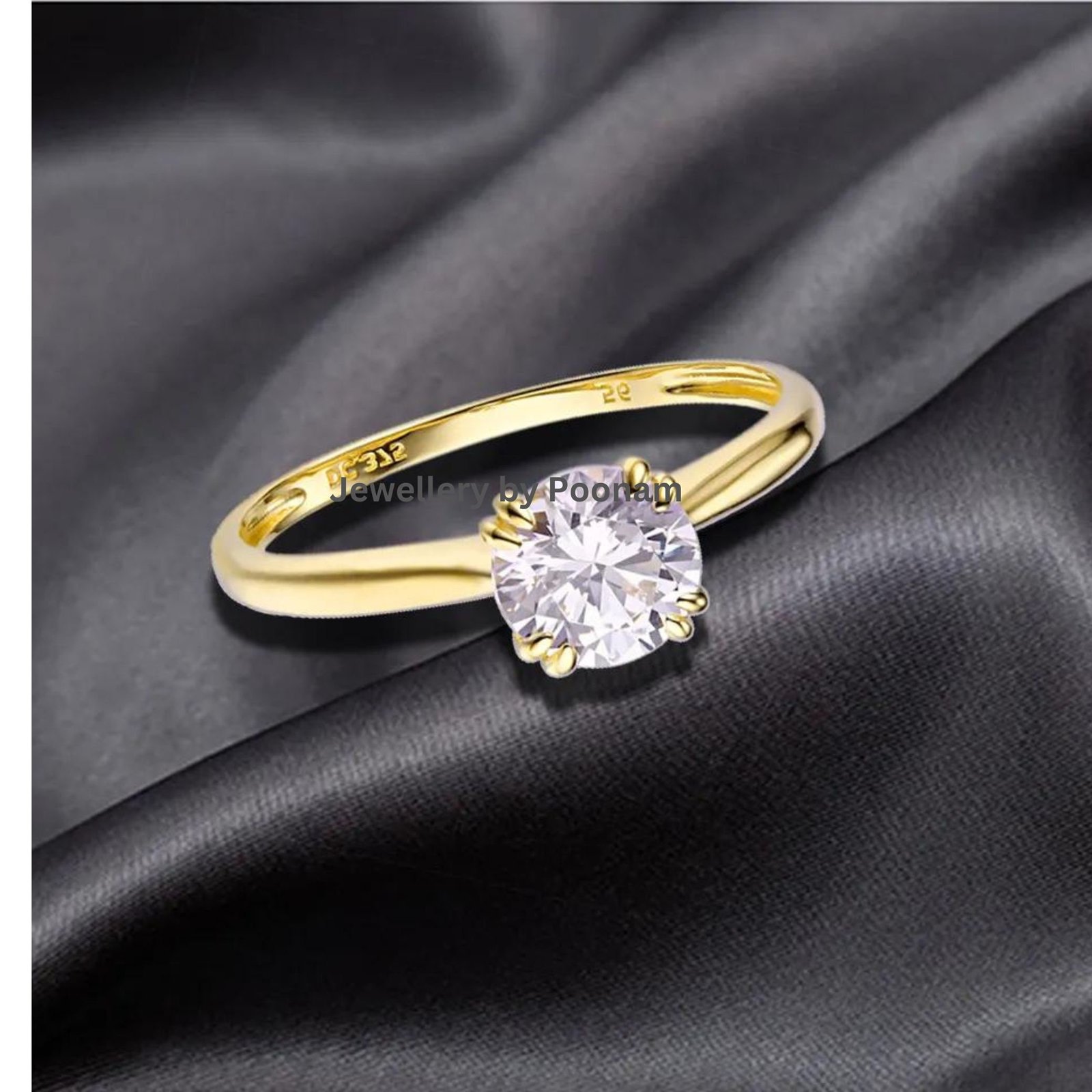 925 Gold-Plated Engagement Ring for Women – Elegant Wedding Ring, Minimalist Bridal Jewelry Gift - View 2 - Jewelry By Poonam 925 Gold-Plated Engagement Ring for Women – Elegant Wedding Ring, Minimalist Bridal Jewelry Gift - View 2 - Jewelry By Poonam