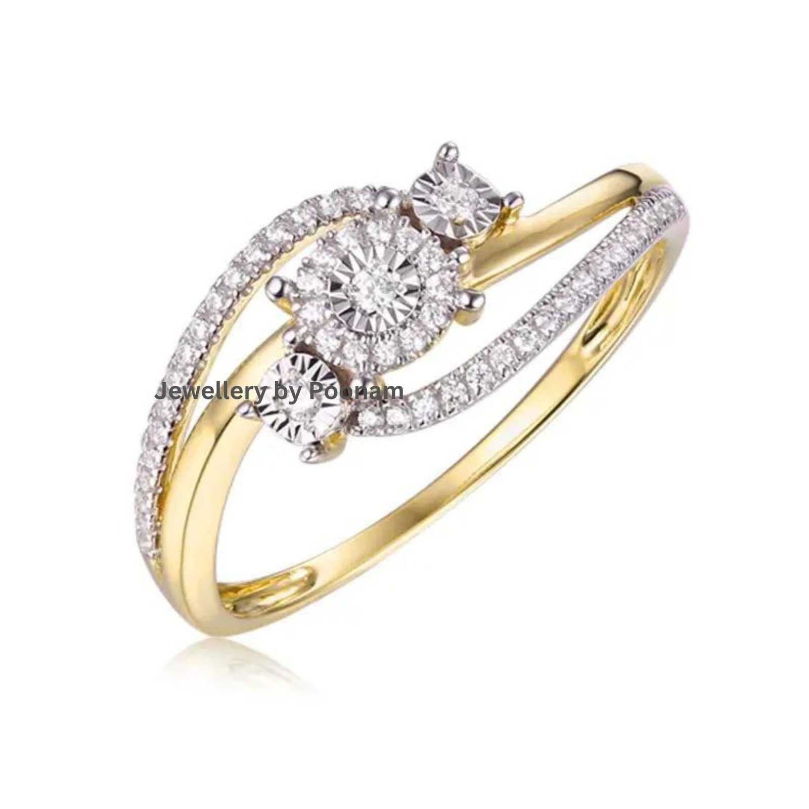 925 Gold-Plated Pear Moissanite Cluster Ring, Anniversary Gift - Jewelry By Poonam | SKU: R-1029 925 Gold-Plated Pear Moissanite Cluster Ring, Anniversary Gift - Jewelry By Poonam | SKU: R-1029
