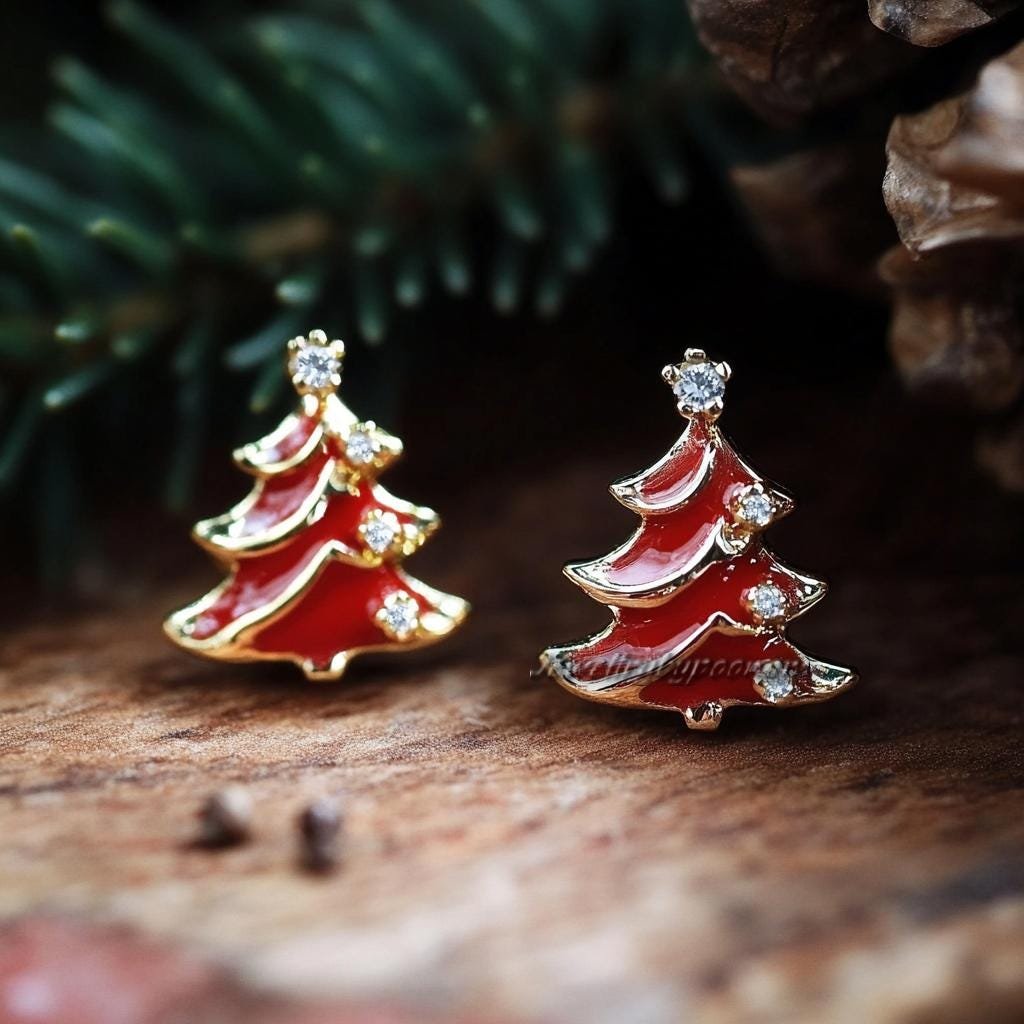 925 Silver Christmas Tree Earrings – Enamel CZ Studs, Festive Holiday Jewelry - View 3 - Jewelry By Poonam | SKU: PJE2004-SLY 925 Silver Christmas Tree Earrings – Enamel CZ Studs, Festive Holiday Jewelry - View 3 - Jewelry By Poonam | SKU: PJE2004-SLY