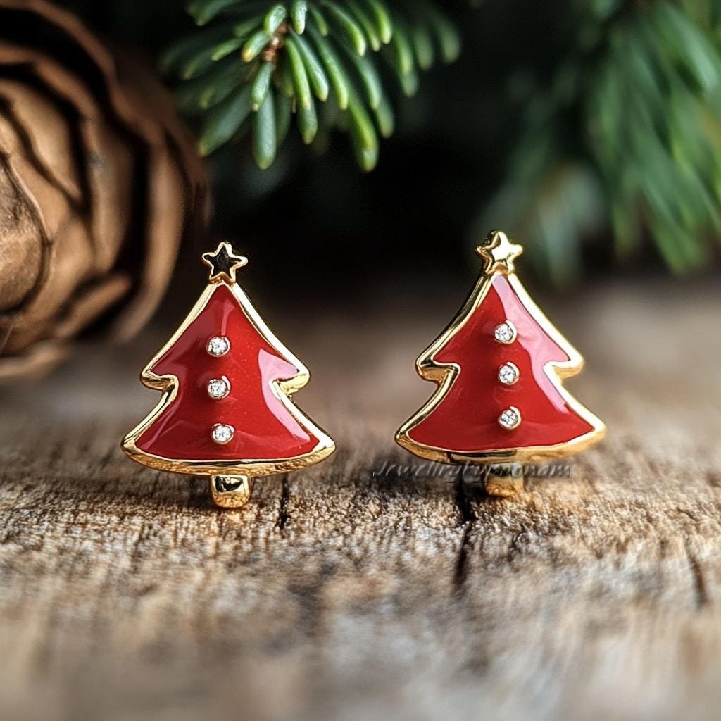 925 Silver Christmas Tree Earrings – Enamel CZ Studs, Festive Holiday Jewelry - View 5 - Jewelry By Poonam | SKU: PJE2004-SLY 925 Silver Christmas Tree Earrings – Enamel CZ Studs, Festive Holiday Jewelry - View 5 - Jewelry By Poonam | SKU: PJE2004-SLY