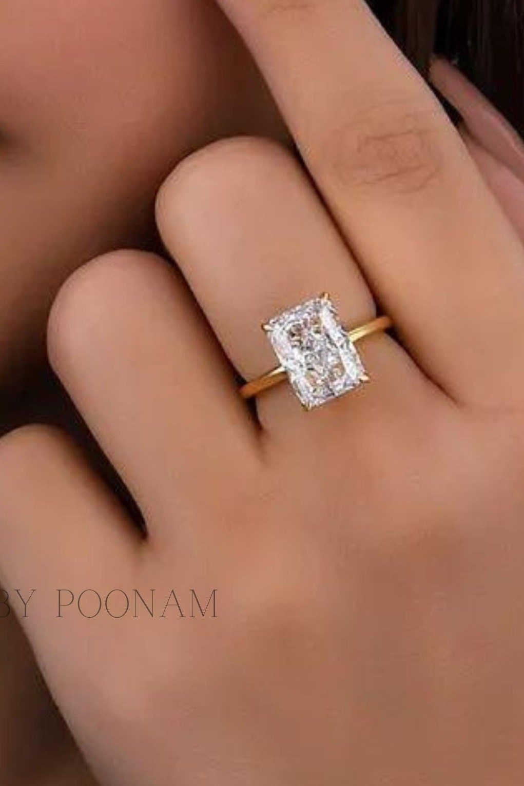 925 Silver CZ Diamond Ring: Rectangle Solitaire, Prong Setting - Jewelry By Poonam | SKU: PJR1179- 2/26 925 Silver CZ Diamond Ring: Rectangle Solitaire, Prong Setting - Jewelry By Poonam | SKU: PJR1179- 2/26