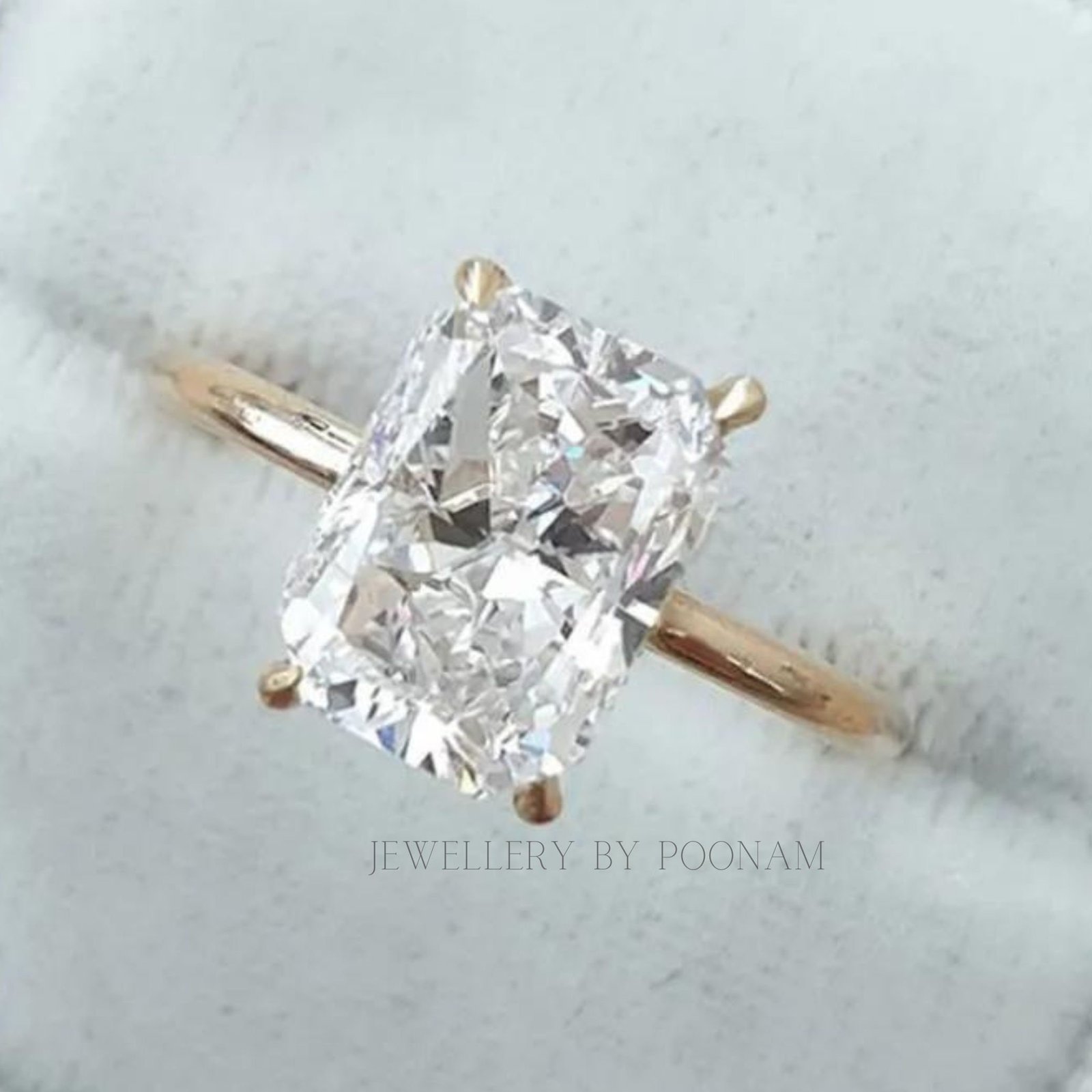 925 Silver CZ Diamond Ring: Rectangle Solitaire, Prong Setting - View 2 - Jewelry By Poonam | SKU: PJR1179- 2/26 925 Silver CZ Diamond Ring: Rectangle Solitaire, Prong Setting - View 2 - Jewelry By Poonam | SKU: PJR1179- 2/26