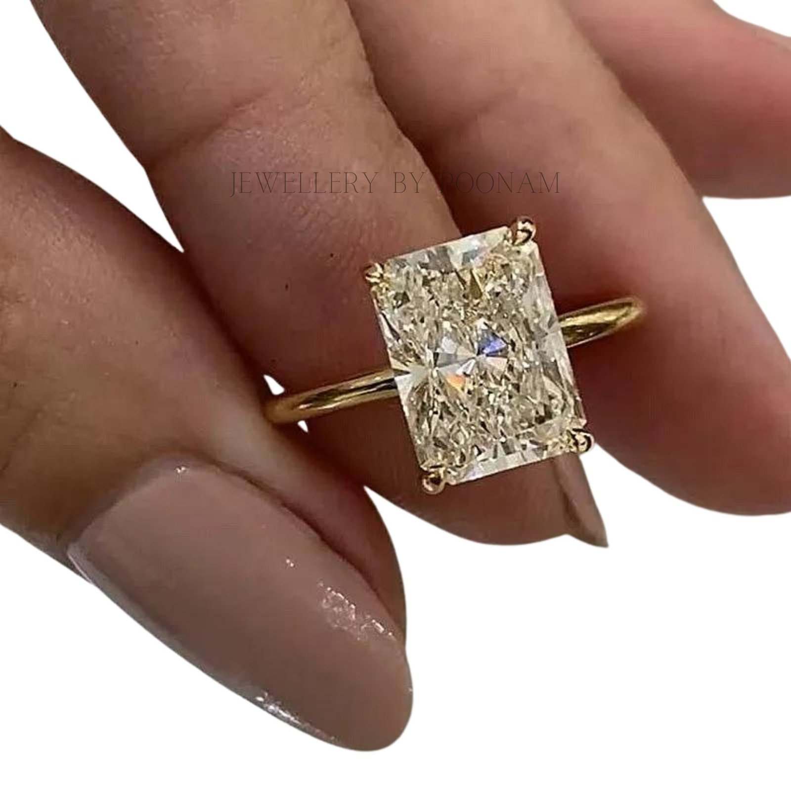 925 Silver CZ Diamond Ring: Rectangle Solitaire, Prong Setting - View 3 - Jewelry By Poonam | SKU: PJR1179- 2/26 925 Silver CZ Diamond Ring: Rectangle Solitaire, Prong Setting - View 3 - Jewelry By Poonam | SKU: PJR1179- 2/26
