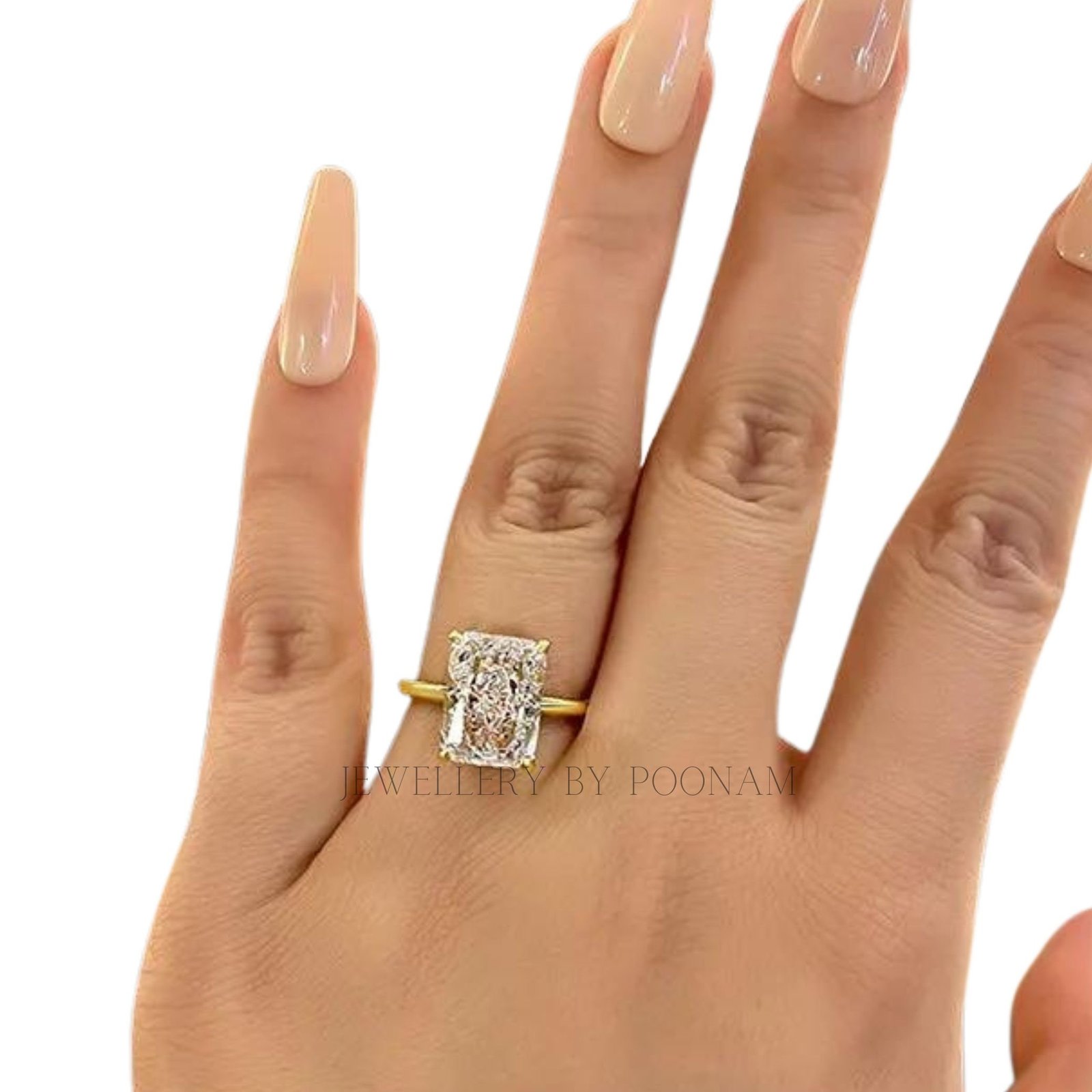 925 Silver CZ Diamond Ring: Rectangle Solitaire, Prong Setting - View 4 - Jewelry By Poonam | SKU: PJR1179- 2/26 925 Silver CZ Diamond Ring: Rectangle Solitaire, Prong Setting - View 4 - Jewelry By Poonam | SKU: PJR1179- 2/26