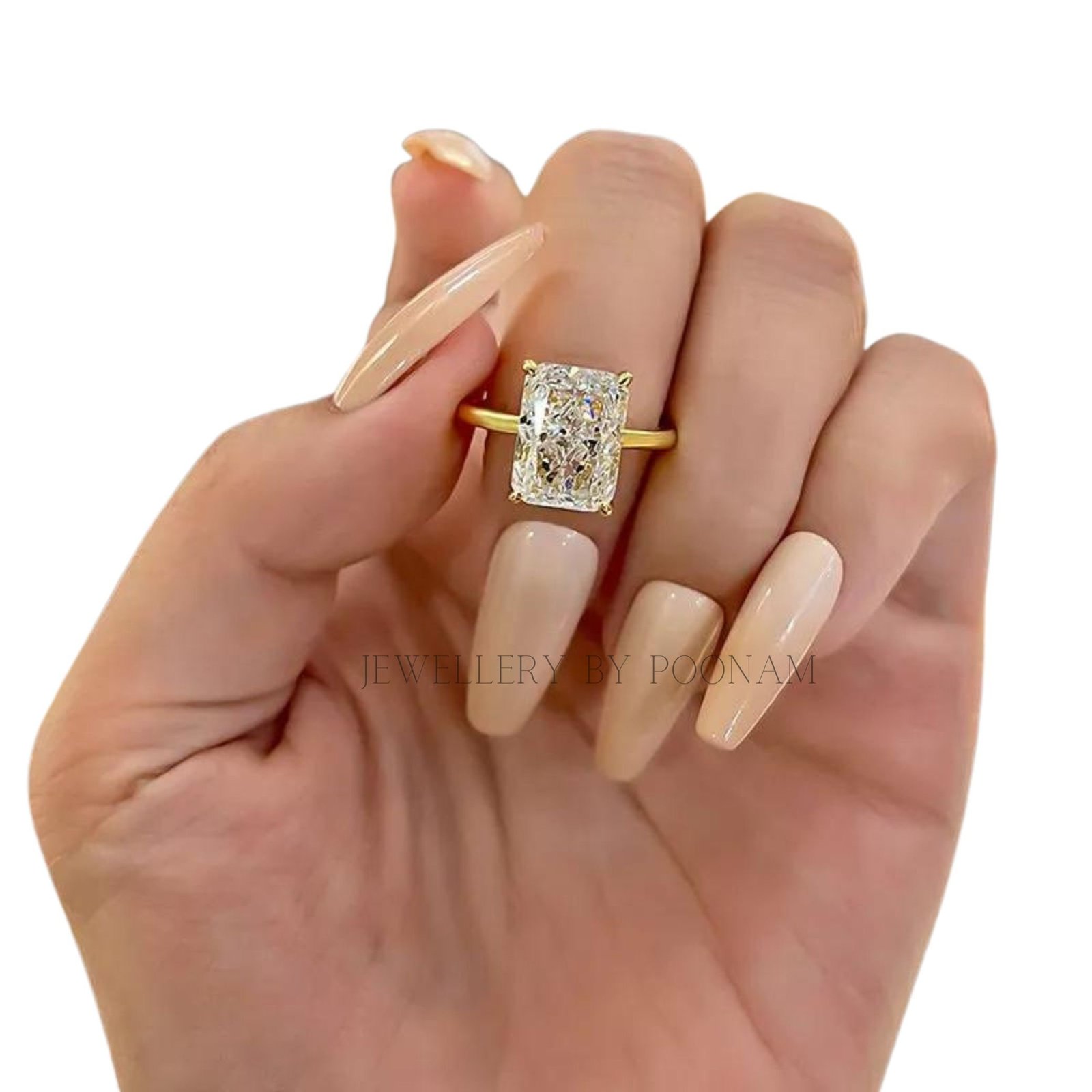925 Silver CZ Diamond Ring: Rectangle Solitaire, Prong Setting - View 5 - Jewelry By Poonam | SKU: PJR1179- 2/26 925 Silver CZ Diamond Ring: Rectangle Solitaire, Prong Setting - View 5 - Jewelry By Poonam | SKU: PJR1179- 2/26