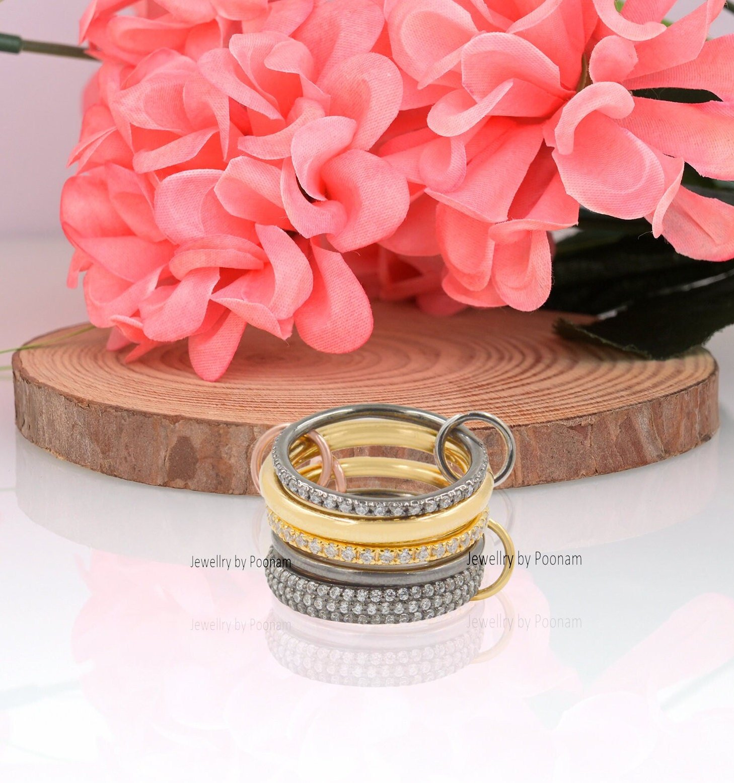 925 Silver Diamond Multi-Band Connector Ring Set, Stacking Fashion Accessory - Jewelry By Poonam | SKU: PJR924- 2/2026 925 Silver Diamond Multi-Band Connector Ring Set, Stacking Fashion Accessory - Jewelry By Poonam | SKU: PJR924- 2/2026
