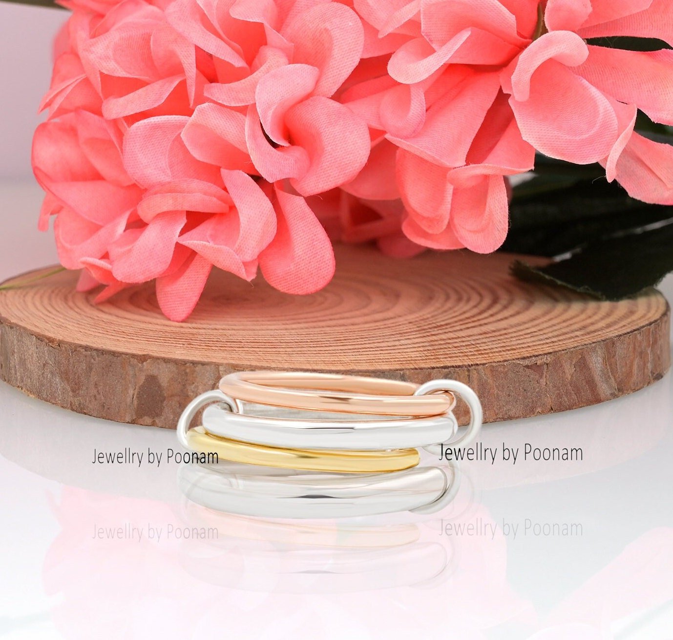 925 Silver Multi-Jump Connector Band Ring Set, Plain Link Fashion Accessory - Jewelry By Poonam | SKU: PJR756- 2/2026 925 Silver Multi-Jump Connector Band Ring Set, Plain Link Fashion Accessory - Jewelry By Poonam | SKU: PJR756- 2/2026