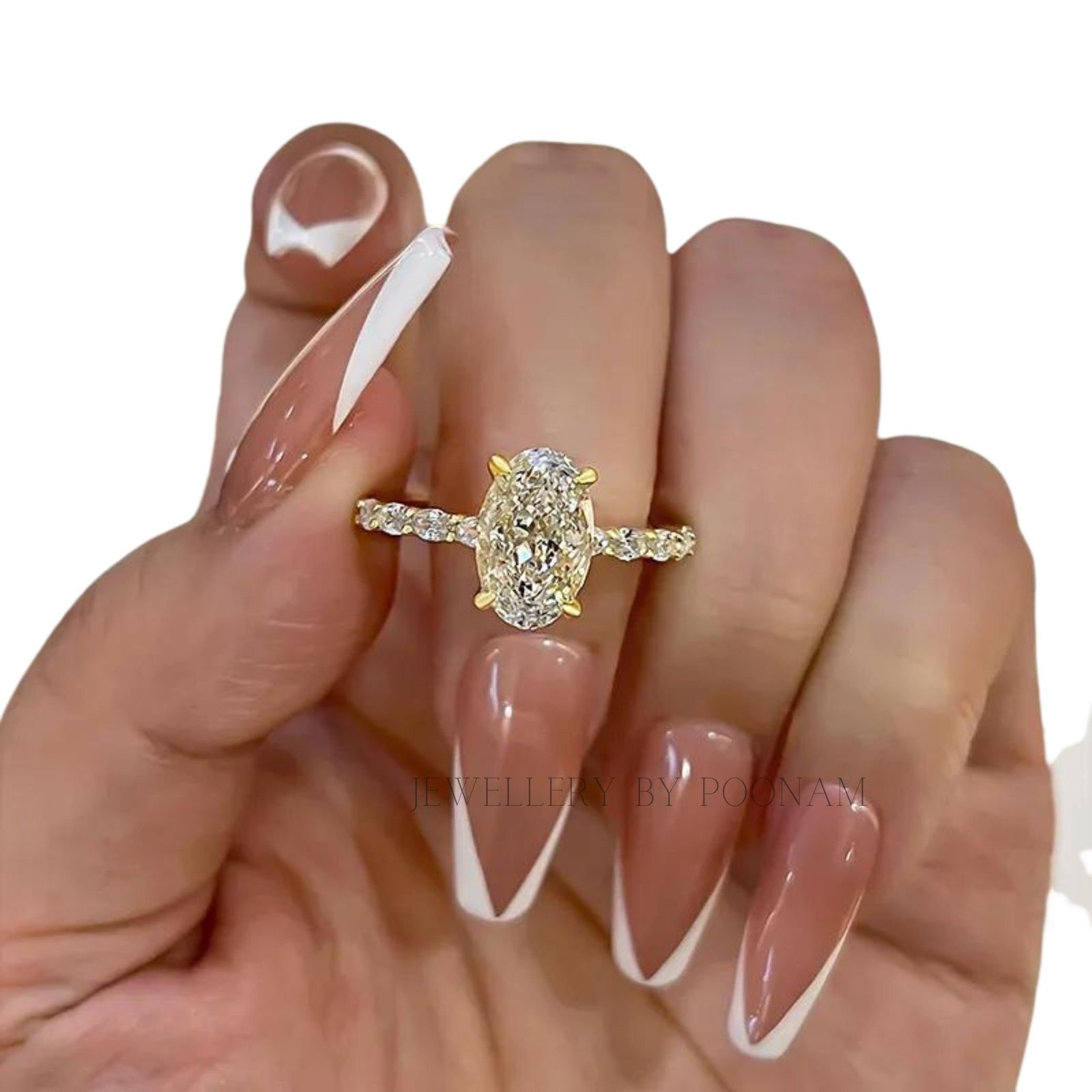 925 Silver Oval-Cut Engagement Ring – Handcrafted Yellow Gold-Plated Unique Bridal Jewelry - Jewelry By Poonam | SKU: R-1183 925 Silver Oval-Cut Engagement Ring – Handcrafted Yellow Gold-Plated Unique Bridal Jewelry - Jewelry By Poonam | SKU: R-1183
