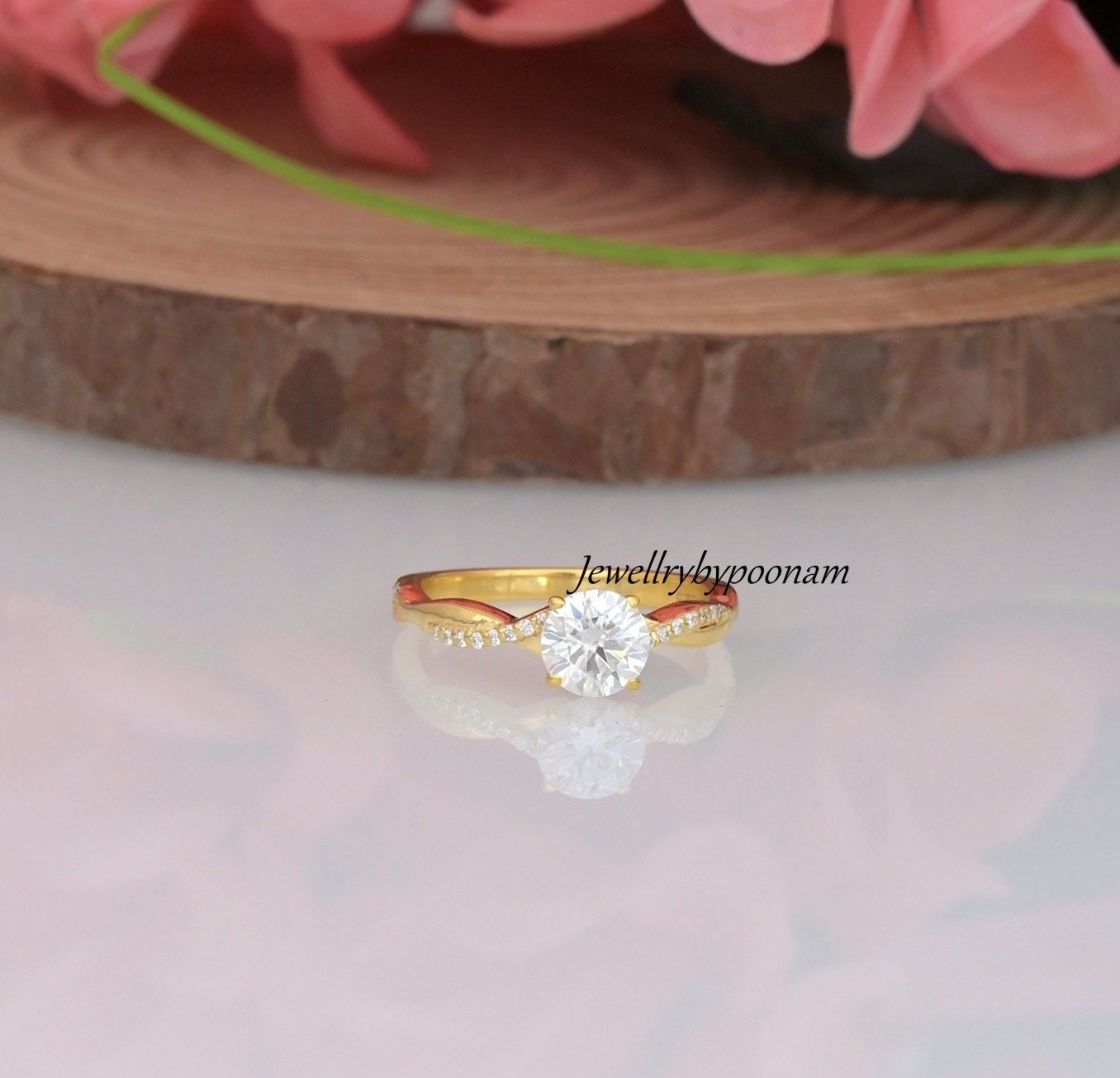 925 Silver Round Cut Moissanite Ring: Engagement Wedding Ring - Jewelry By Poonam | SKU: PJR1860 2/26 925 Silver Round Cut Moissanite Ring: Engagement Wedding Ring - Jewelry By Poonam | SKU: PJR1860 2/26