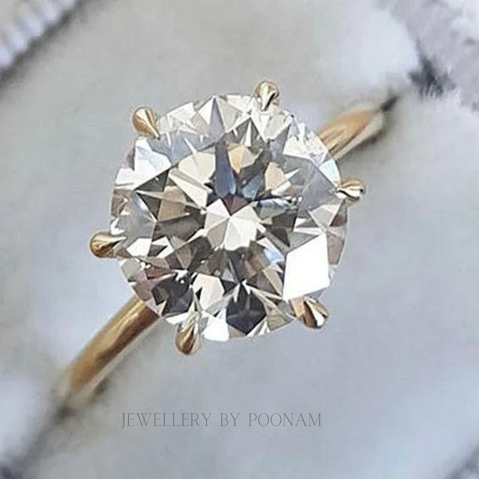 925 Silver Round Cut Solitaire Ring – Yellow Gold Plated Classic Engagement Ring for Women - View 3 - Jewelry By Poonam | SKU 925 Silver Round Cut Solitaire Ring – Yellow Gold Plated Classic Engagement Ring for Women - View 3 - Jewelry By Poonam | SKU