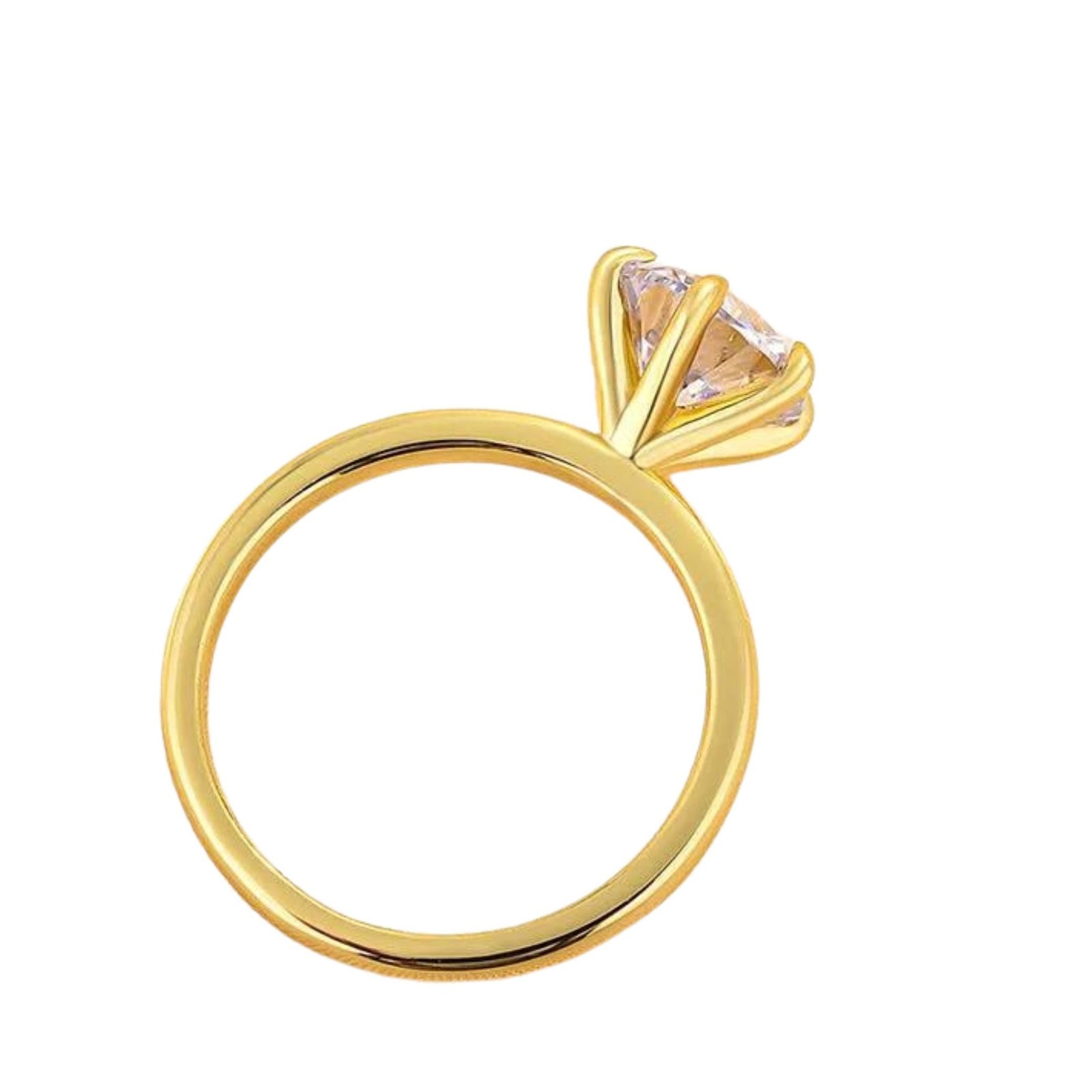 925 Silver Round Cut Solitaire Ring – Yellow Gold Plated Classic Engagement Ring for Women - View 7 - Jewelry By Poonam | SKU 925 Silver Round Cut Solitaire Ring – Yellow Gold Plated Classic Engagement Ring for Women - View 7 - Jewelry By Poonam | SKU