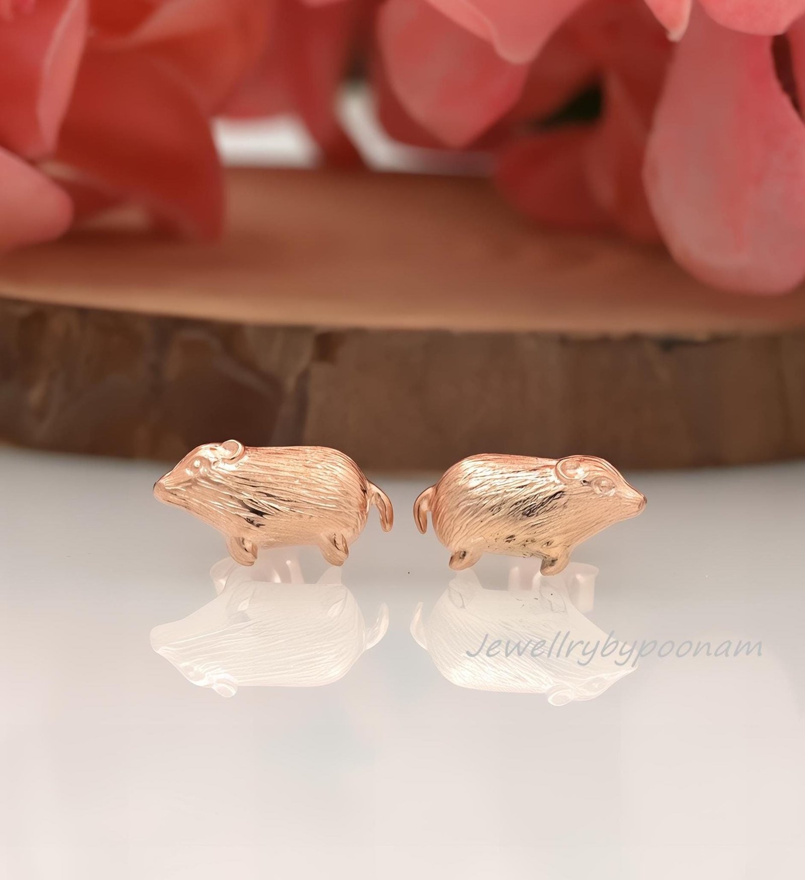 925 Sterling Silver Capybara Stud Earrings, Dainty Animal Jewelry (10MM) - Jewelry By Poonam | SKU: PJE1728-SLRG-10M 2/26,PJE 925 Sterling Silver Capybara Stud Earrings, Dainty Animal Jewelry (10MM) - Jewelry By Poonam | SKU: PJE1728-SLRG-10M 2/26,PJE