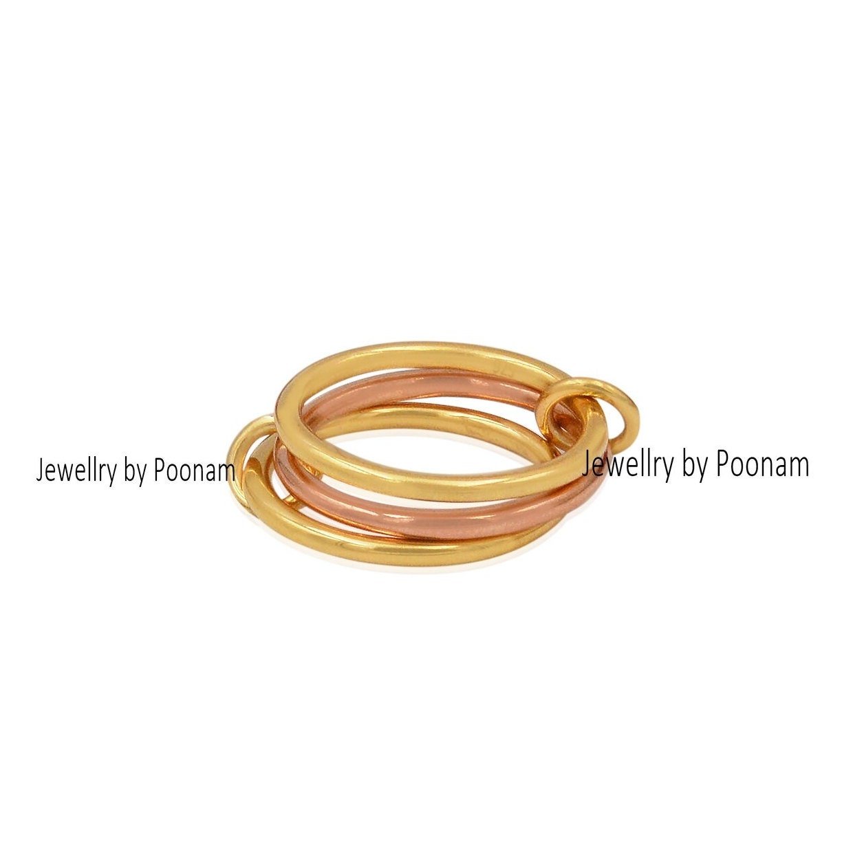925 Sterling Silver Connected Ring Set with Yellow Gold Plated Stacking Bands - Jewelry By Poonam | SKU: PJR902- 2/2026 925 Sterling Silver Connected Ring Set with Yellow Gold Plated Stacking Bands - Jewelry By Poonam | SKU: PJR902- 2/2026
