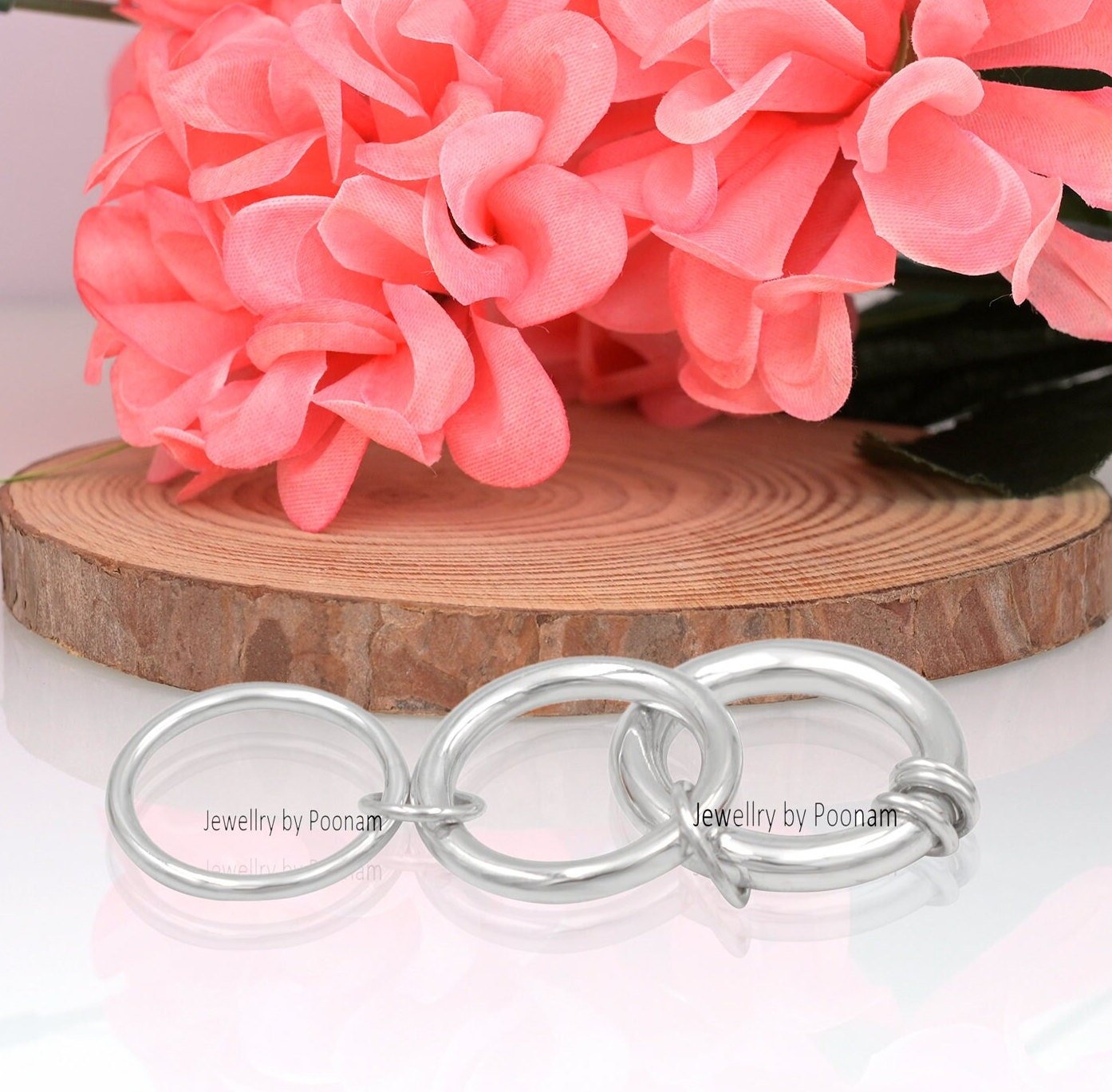 925 Sterling Silver Connector Band Ring – Interlocking Plain Design Accessory - View 2 - Jewelry By Poonam | SKU: PJR768- 2/2 925 Sterling Silver Connector Band Ring – Interlocking Plain Design Accessory - View 2 - Jewelry By Poonam | SKU: PJR768- 2/2
