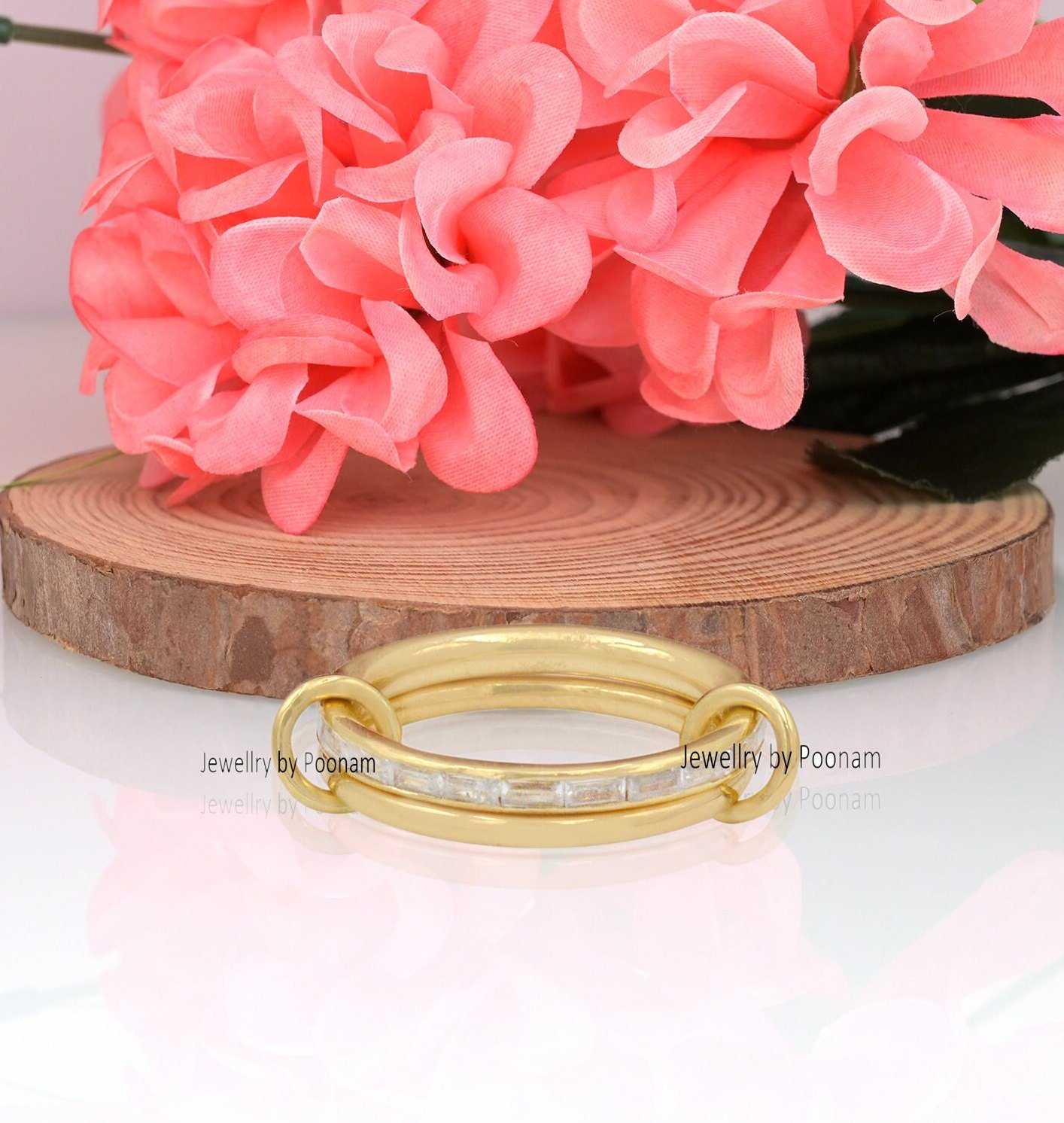 925 Sterling Silver Connector Band Ring with Baguette Gemstone Accent - Jewelry By Poonam | SKU: PJR903- 2/2026 925 Sterling Silver Connector Band Ring with Baguette Gemstone Accent - Jewelry By Poonam | SKU: PJR903- 2/2026