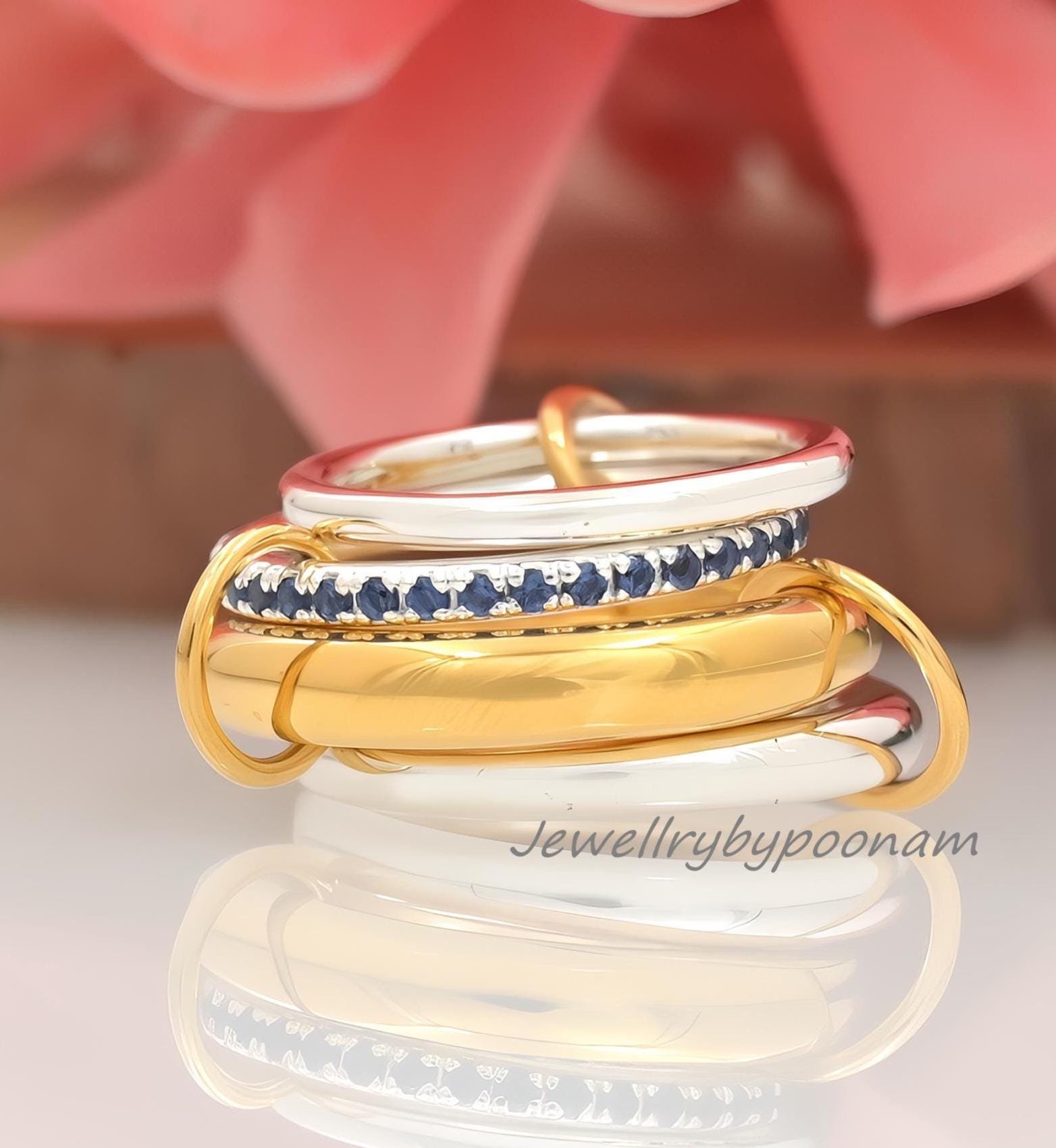 925 Sterling Silver Diamond Connector Multi-Band Ring; 4-set stacking ring - Jewelry By Poonam | SKU: PJR736- 2/2026 925 Sterling Silver Diamond Connector Multi-Band Ring; 4-set stacking ring - Jewelry By Poonam | SKU: PJR736- 2/2026