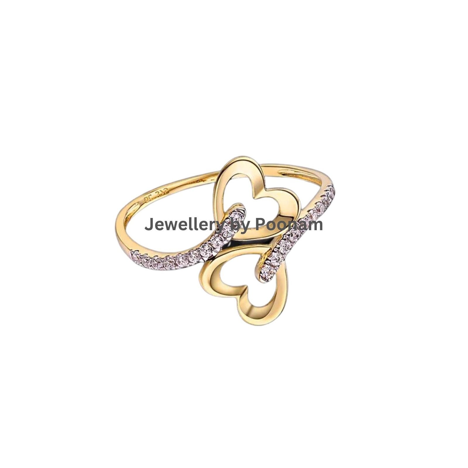 925 Sterling Silver Double Heart Moissanite Engagement Ring – Gold-Plated Vintage Wedding Jewelry for Women - Jewelry By Poon 925 Sterling Silver Double Heart Moissanite Engagement Ring – Gold-Plated Vintage Wedding Jewelry for Women - Jewelry By Poon