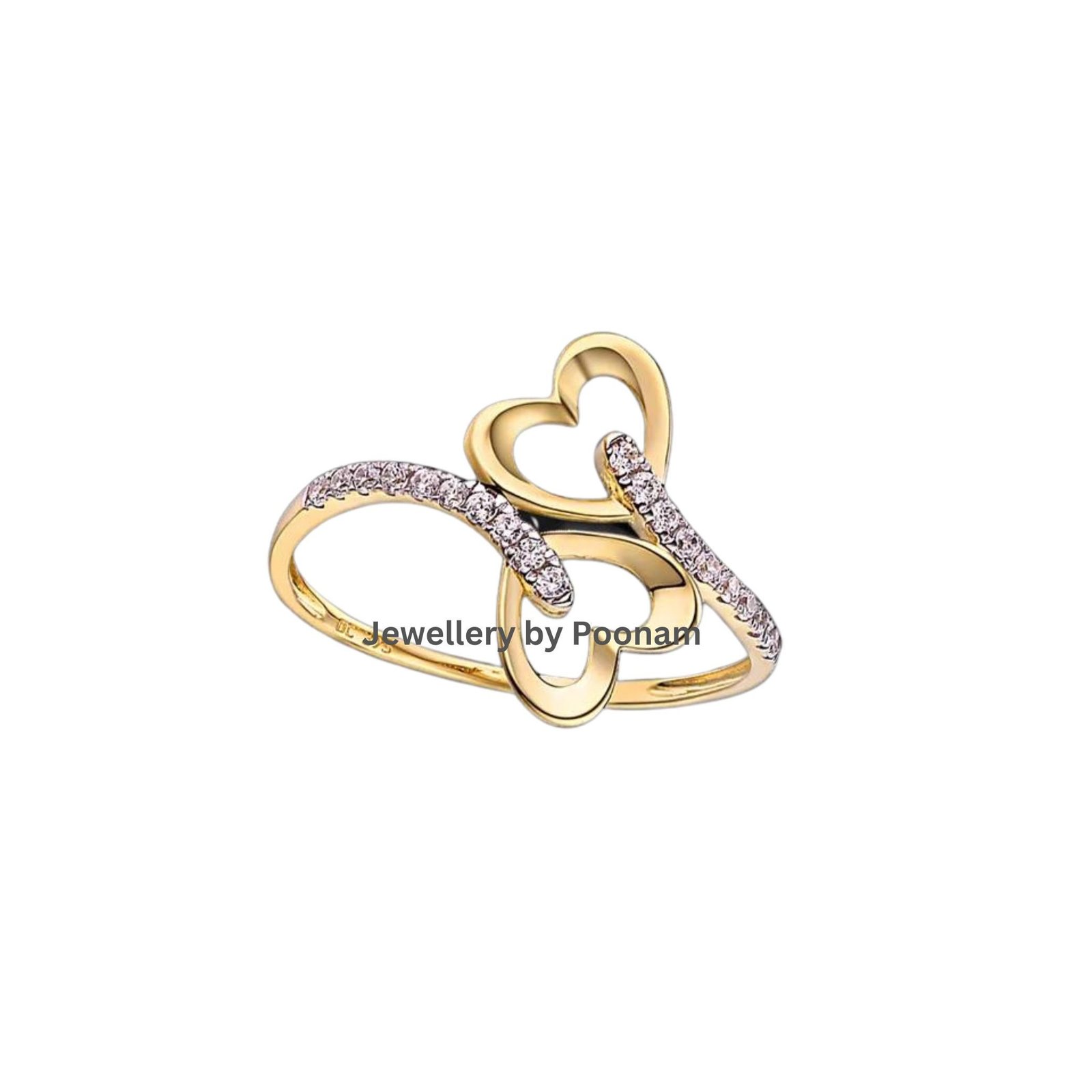 925 Sterling Silver Double Heart Moissanite Engagement Ring – Gold-Plated Vintage Wedding Jewelry for Women - View 2 - Jewelr 925 Sterling Silver Double Heart Moissanite Engagement Ring – Gold-Plated Vintage Wedding Jewelry for Women - View 2 - Jewelr