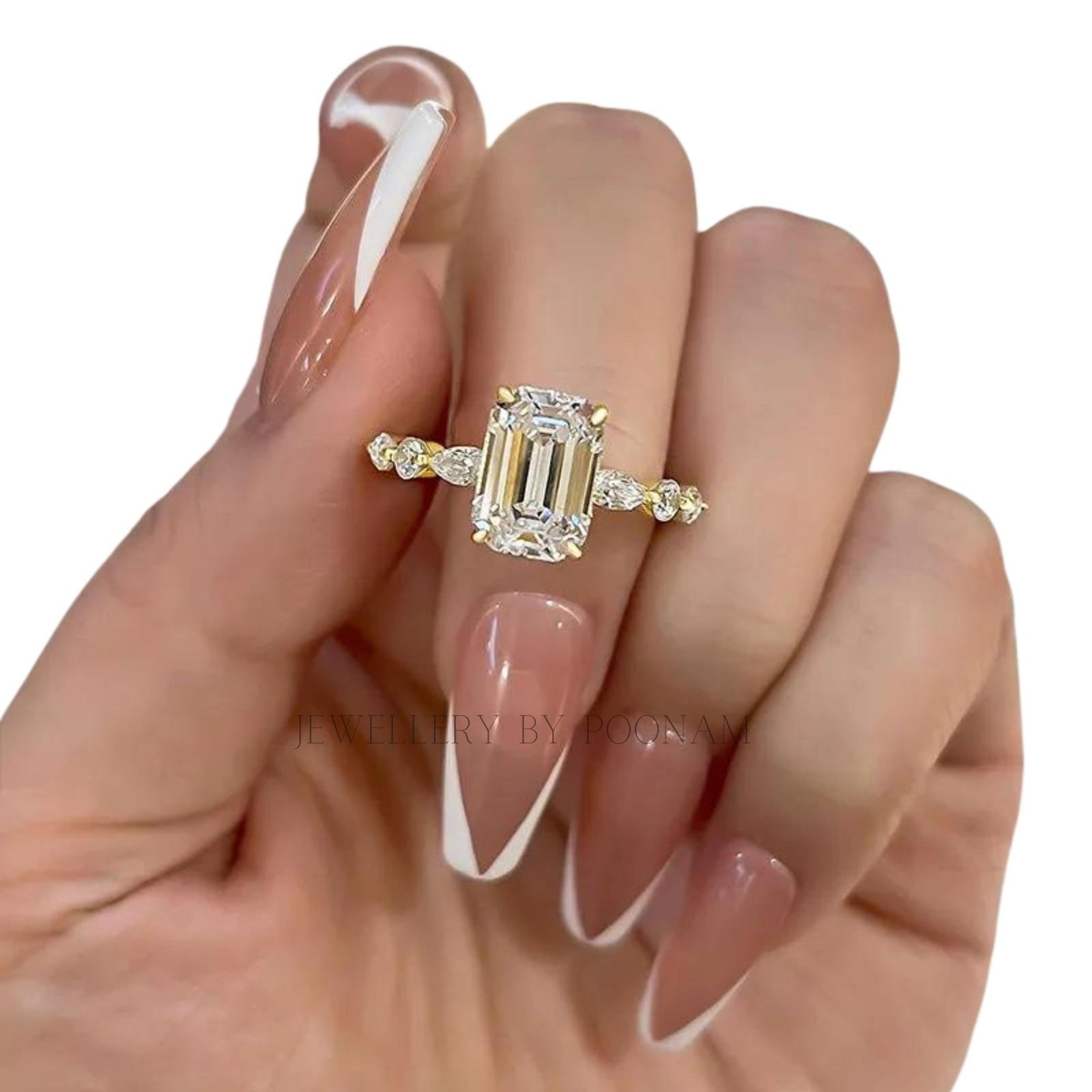 925 Sterling Silver Emerald Cut CZ Engagement Ring – Luxury Bridal Wedding Ring for Women - Jewelry By Poonam | SKU: R-1179 925 Sterling Silver Emerald Cut CZ Engagement Ring – Luxury Bridal Wedding Ring for Women - Jewelry By Poonam | SKU: R-1179