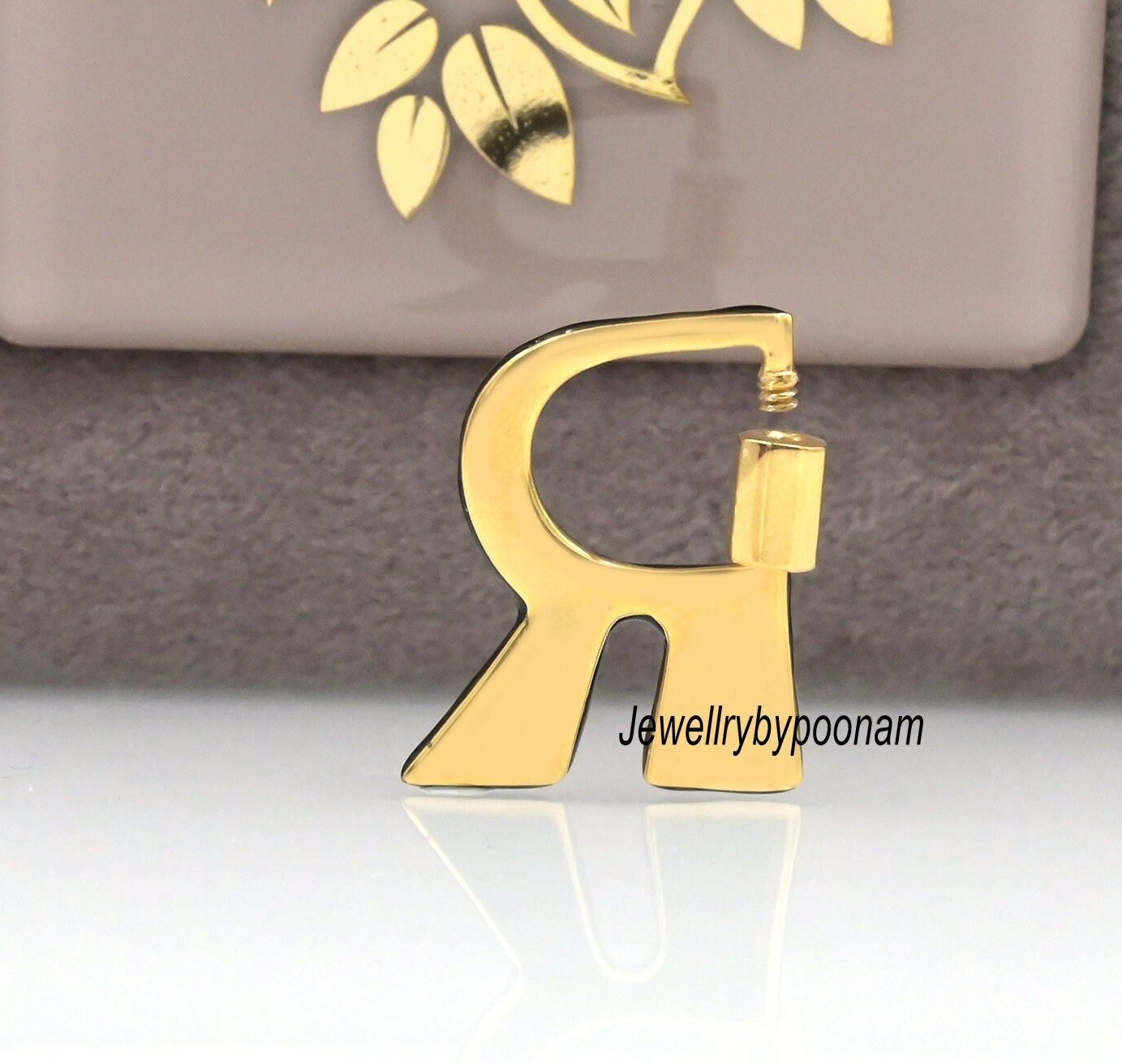 925 Sterling Silver Enamel Carabiner Jewellery Lock – Letter Shape, Yellow Gold Plated (25x20 MM) - View 5 - Jewelry By Poona 925 Sterling Silver Enamel Carabiner Jewellery Lock – Letter Shape, Yellow Gold Plated (25x20 MM) - View 5 - Jewelry By Poona