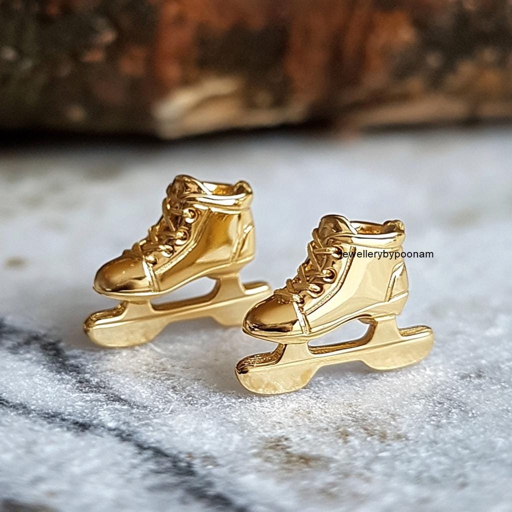 925 Sterling Silver Figure Skate Stud Earrings – Gift for Skaters - View 2 - Jewelry By Poonam | SKU: PJE1985- 925 Sterling Silver Figure Skate Stud Earrings – Gift for Skaters - View 2 - Jewelry By Poonam | SKU: PJE1985-