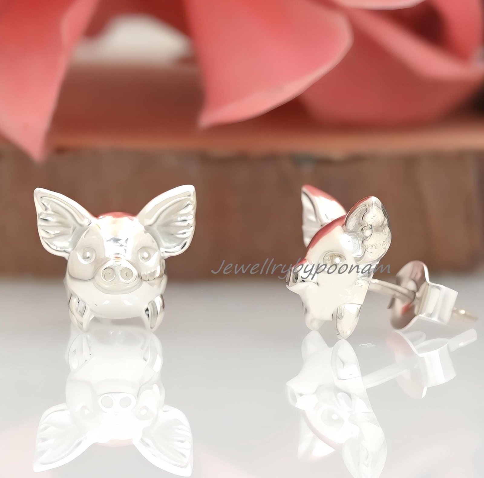 925 Sterling Silver Flying Pig Stud Earrings – Dainty Animal Jewelry - View 5 - Jewelry By Poonam | SKU: PJE1809-SLNS-10M 2/ 925 Sterling Silver Flying Pig Stud Earrings – Dainty Animal Jewelry - View 5 - Jewelry By Poonam | SKU: PJE1809-SLNS-10M 2/