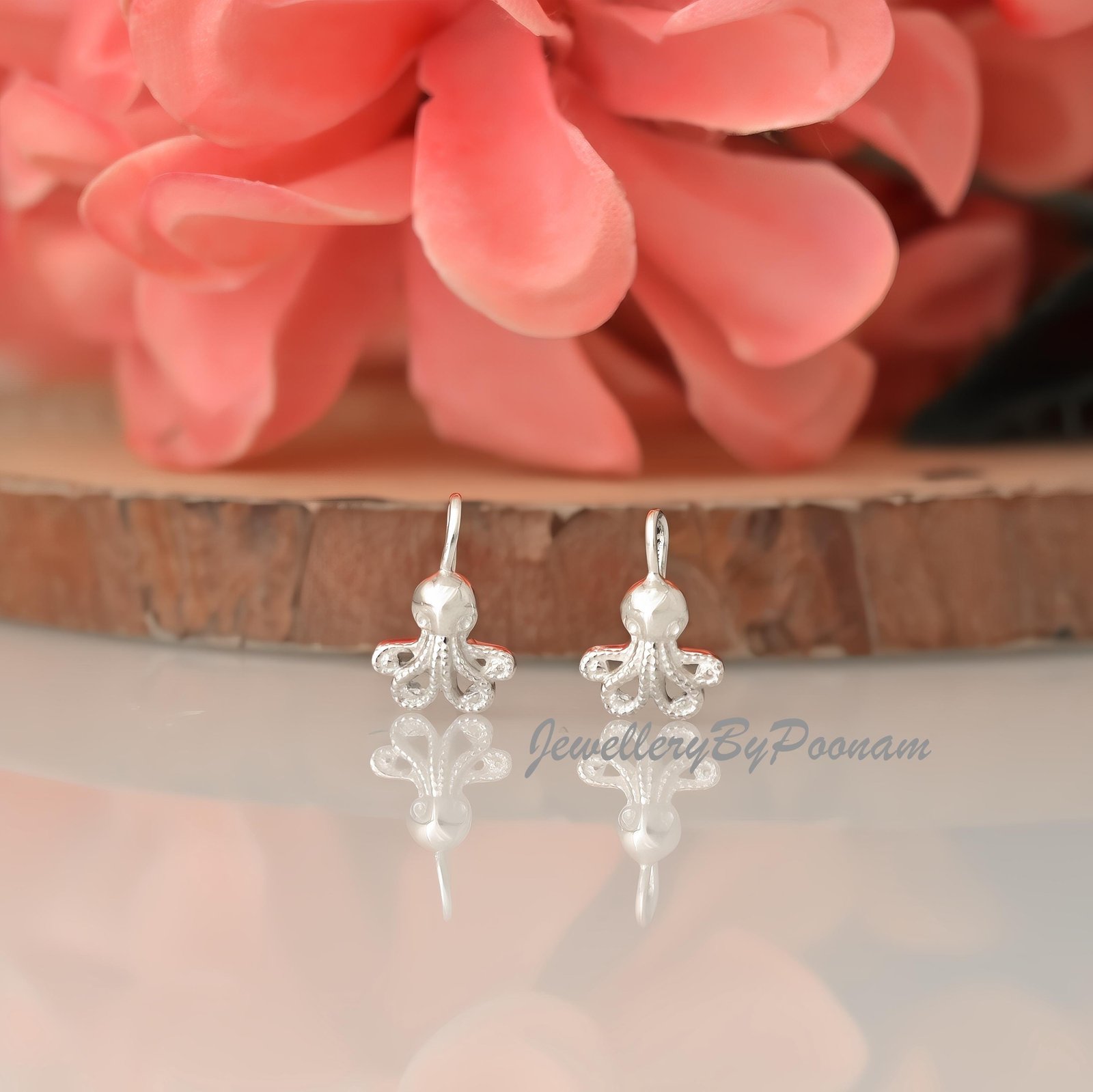925 Sterling Silver Gold Octopus Earrings, Dainty Silver Stud - View 2 - Jewelry By Poonam | SKU: PJE1962-SLNS-12M 2/26 925 Sterling Silver Gold Octopus Earrings, Dainty Silver Stud - View 2 - Jewelry By Poonam | SKU: PJE1962-SLNS-12M 2/26