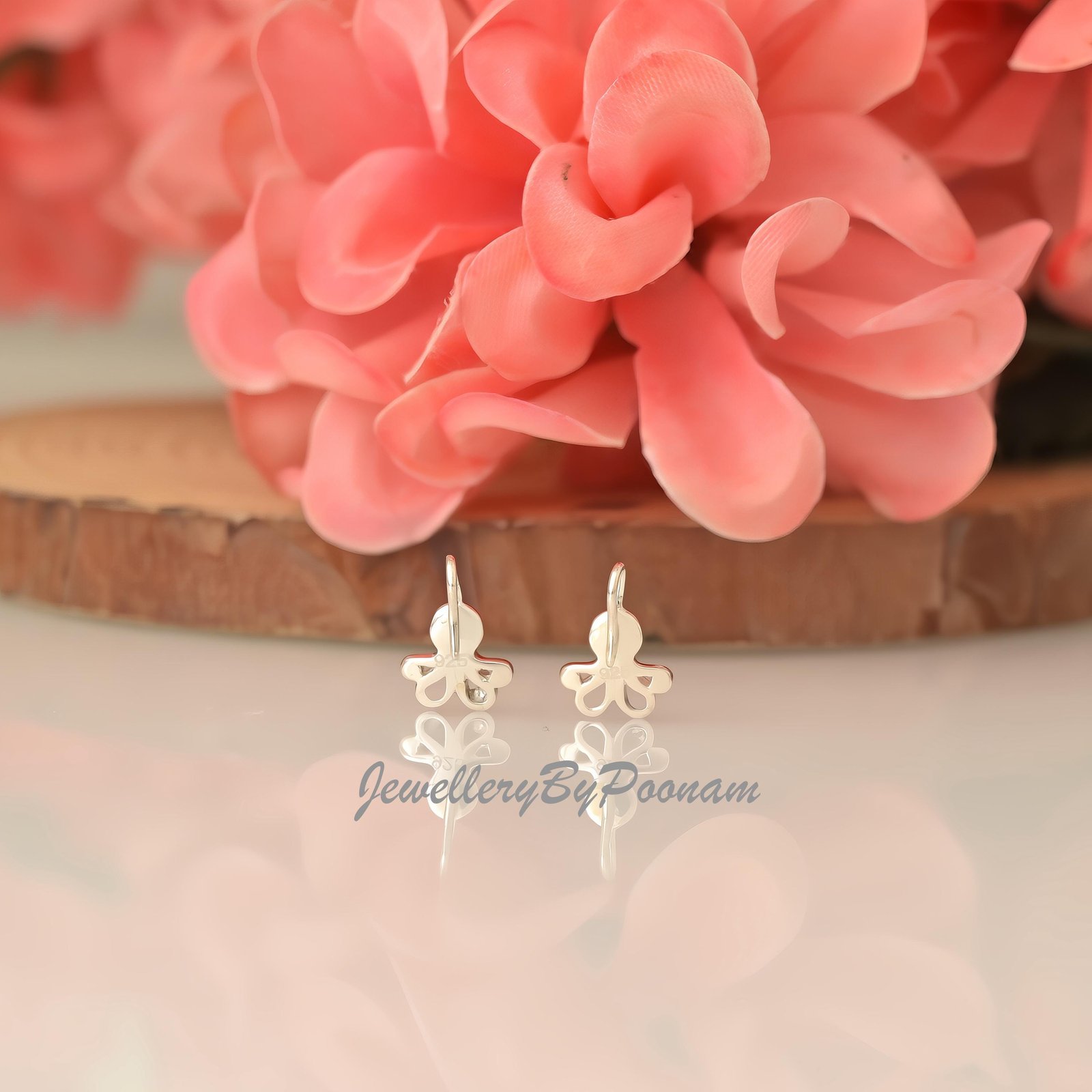925 Sterling Silver Gold Octopus Earrings, Dainty Silver Stud - View 3 - Jewelry By Poonam | SKU: PJE1962-SLNS-12M 2/26 925 Sterling Silver Gold Octopus Earrings, Dainty Silver Stud - View 3 - Jewelry By Poonam | SKU: PJE1962-SLNS-12M 2/26
