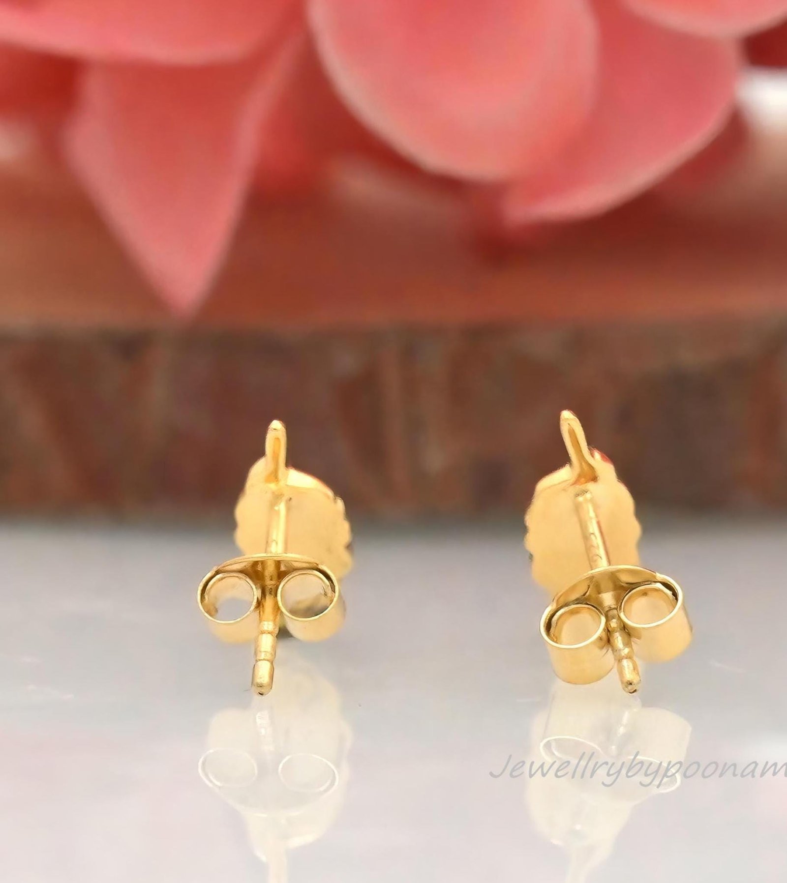 925 Sterling Silver Gold Plated Feather Earrings – Dainty Feather Studs - View 2 - Jewelry By Poonam | SKU: PJE1784-SLYG-10M 925 Sterling Silver Gold Plated Feather Earrings – Dainty Feather Studs - View 2 - Jewelry By Poonam | SKU: PJE1784-SLYG-10M