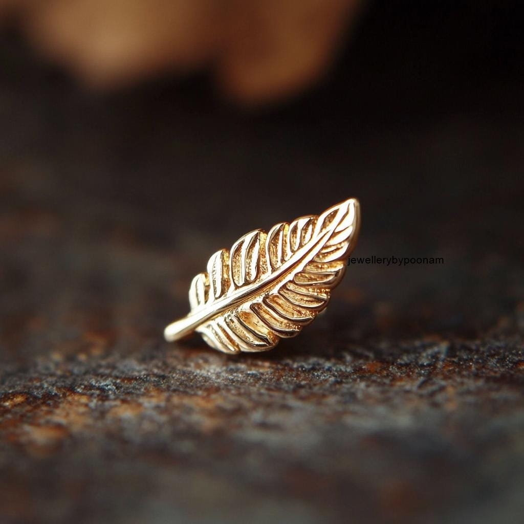 925 Sterling Silver Gold Plated Feather Earrings – Dainty Feather Studs - View 3 - Jewelry By Poonam | SKU: PJE1784-SLYG-10M 925 Sterling Silver Gold Plated Feather Earrings – Dainty Feather Studs - View 3 - Jewelry By Poonam | SKU: PJE1784-SLYG-10M