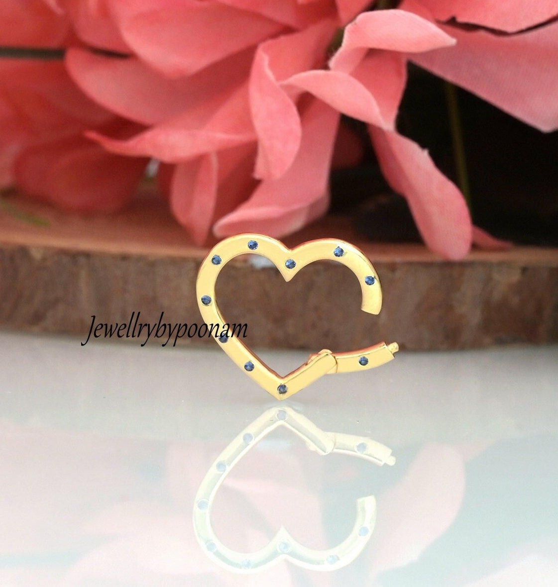 925 Sterling Silver Heart Enhancer Necklace with Pink Sapphire Gemstone – Charm Holder Pendant Connector - View 2 - Jewelry B 925 Sterling Silver Heart Enhancer Necklace with Pink Sapphire Gemstone – Charm Holder Pendant Connector - View 2 - Jewelry B