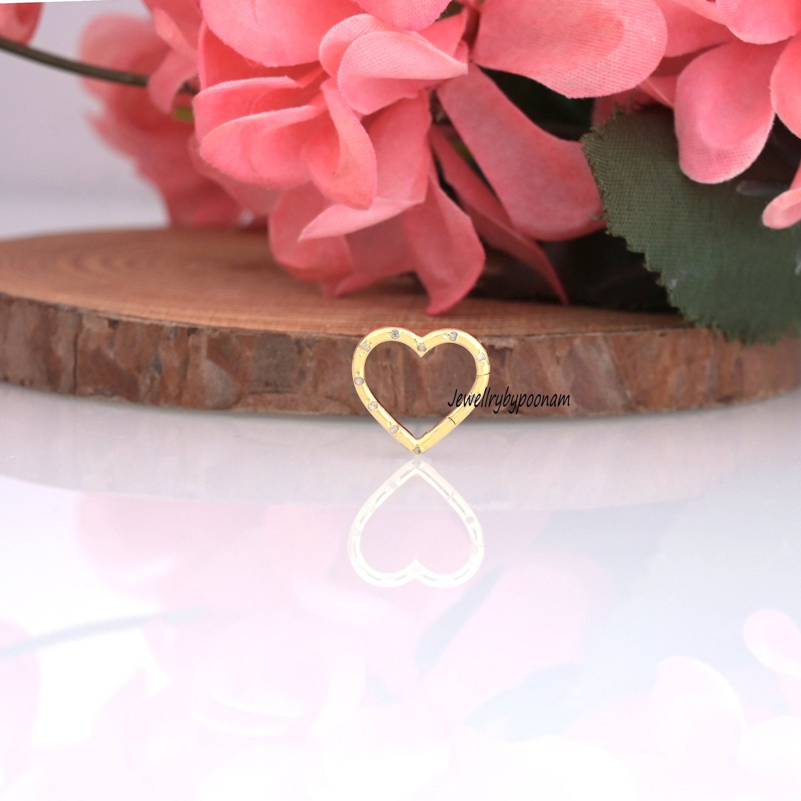 925 Sterling Silver Heart Enhancer Necklace with Pink Sapphire Gemstone – Charm Holder Pendant Connector - View 5 - Jewelry B 925 Sterling Silver Heart Enhancer Necklace with Pink Sapphire Gemstone – Charm Holder Pendant Connector - View 5 - Jewelry B