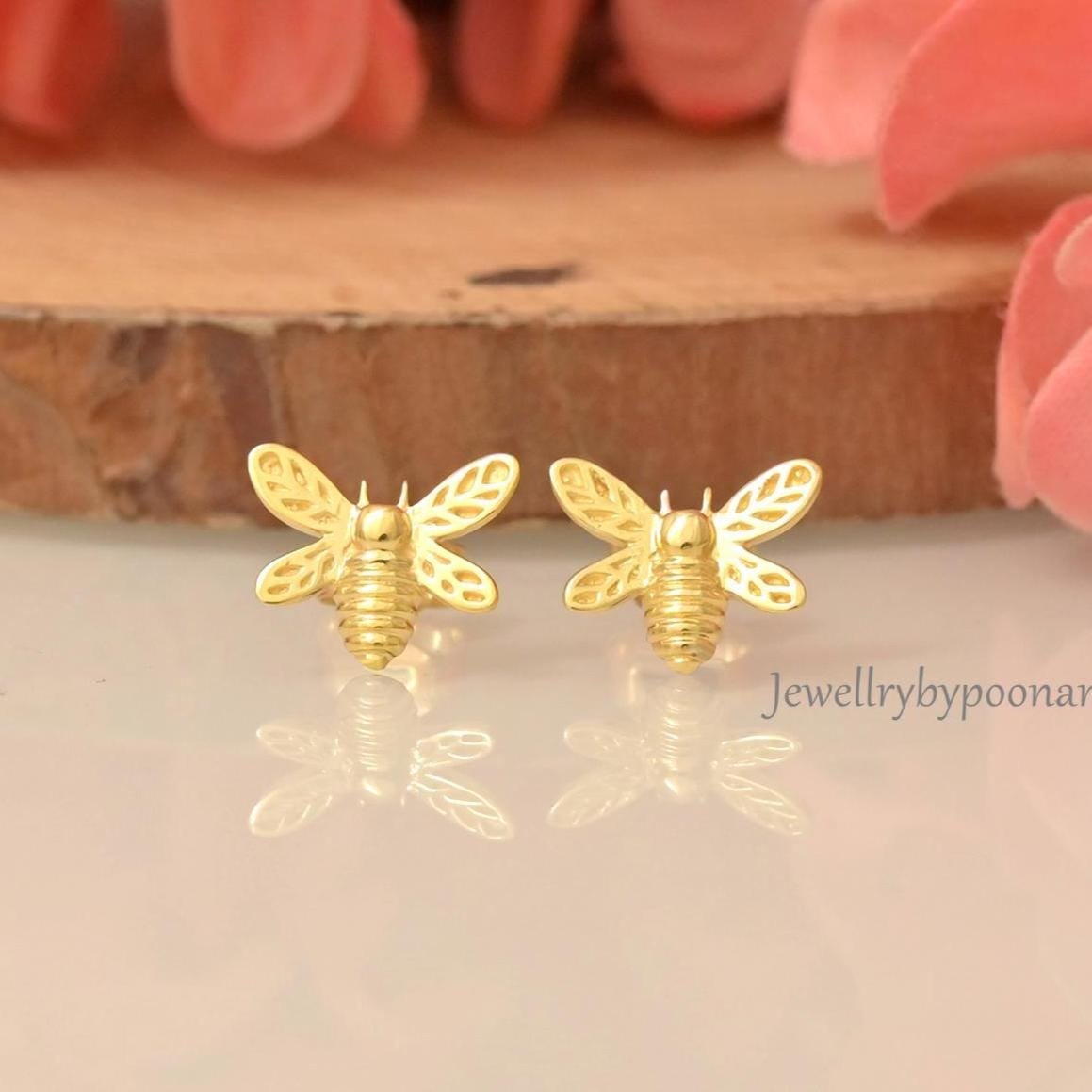 925 Sterling Silver Tiny Bee Stud Earrings: Dainty Bumblebee Jewellery - Jewelry By Poonam | SKU: PJE,PJE1998-SLYG-10M 2/2026 925 Sterling Silver Tiny Bee Stud Earrings: Dainty Bumblebee Jewellery - Jewelry By Poonam | SKU: PJE,PJE1998-SLYG-10M 2/2026