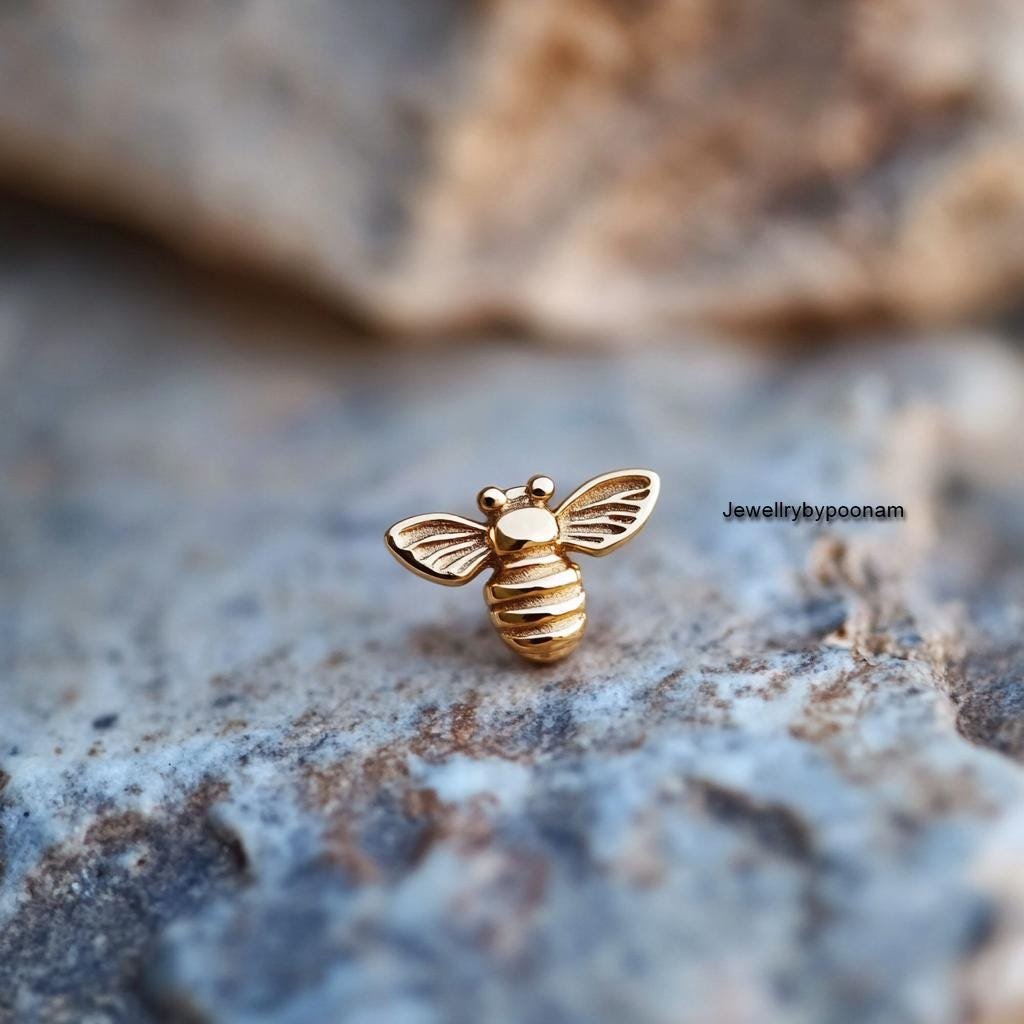 925 Sterling Silver Tiny Bee Stud Earrings: Dainty Bumblebee Jewellery - View 5 - Jewelry By Poonam | SKU: PJE,PJE1998-SLYG-1 925 Sterling Silver Tiny Bee Stud Earrings: Dainty Bumblebee Jewellery - View 5 - Jewelry By Poonam | SKU: PJE,PJE1998-SLYG-1