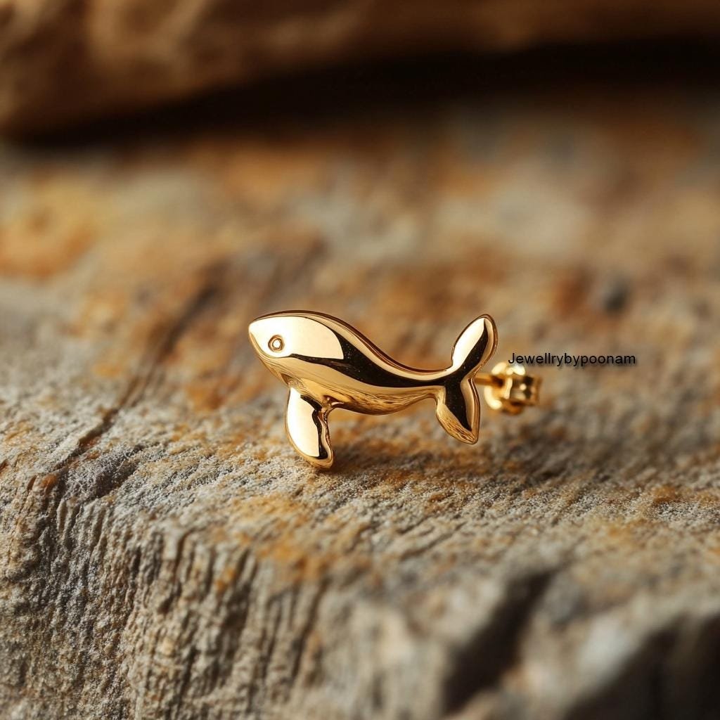 925 Sterling Silver Whale Stud Earrings — Tiny Fish Jewelry - Jewelry By Poonam | SKU: PJE1984 925 Sterling Silver Whale Stud Earrings — Tiny Fish Jewelry - Jewelry By Poonam | SKU: PJE1984