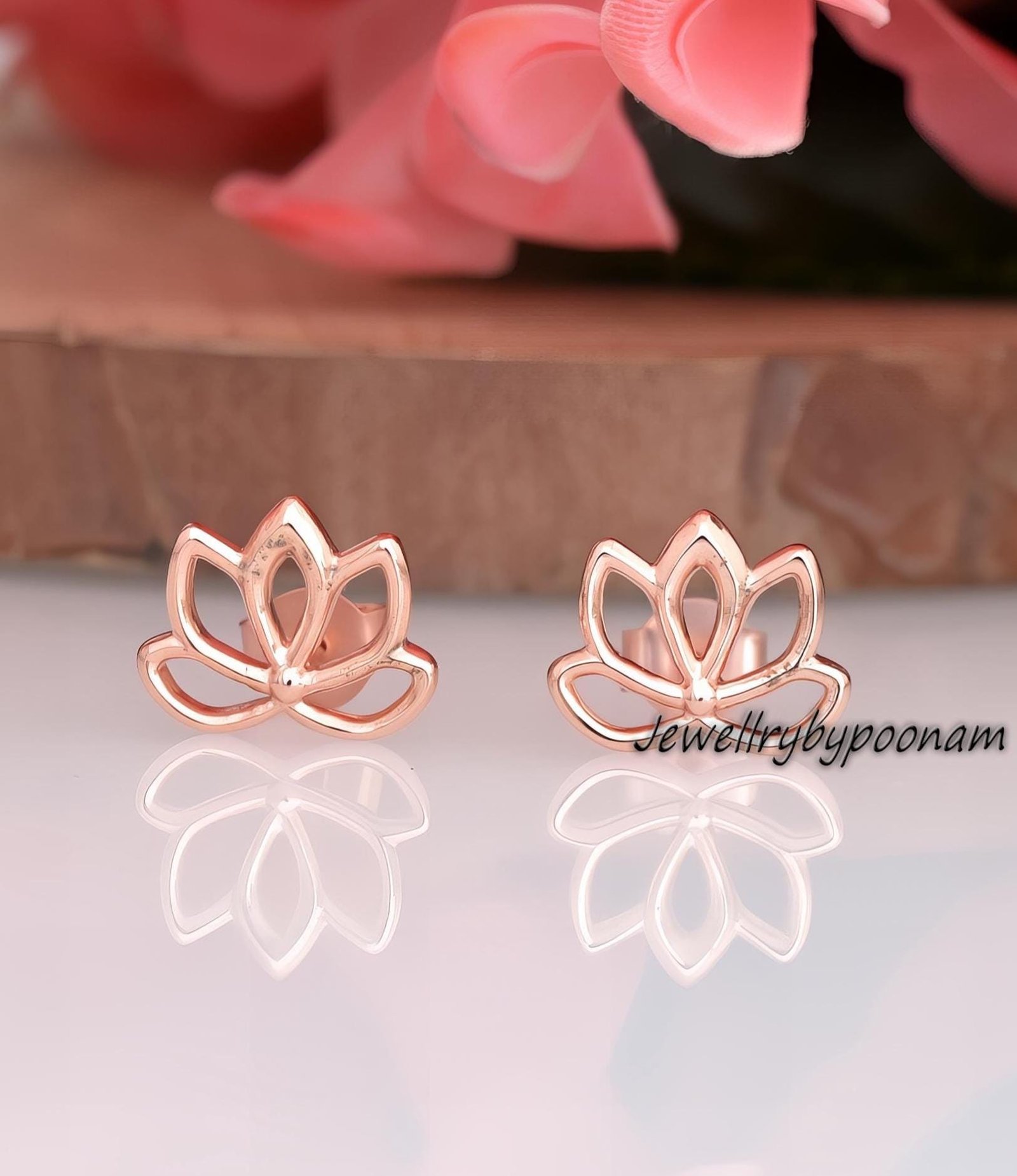 9k/14k & 925 Silver Lotus Stud Earrings – Small Floral Jewelry for Yoga and Meditation - Jewelry By Poonam | SKU: PJE1726-SLR 9k/14k & 925 Silver Lotus Stud Earrings – Small Floral Jewelry for Yoga and Meditation - Jewelry By Poonam | SKU: PJE1726-SLR
