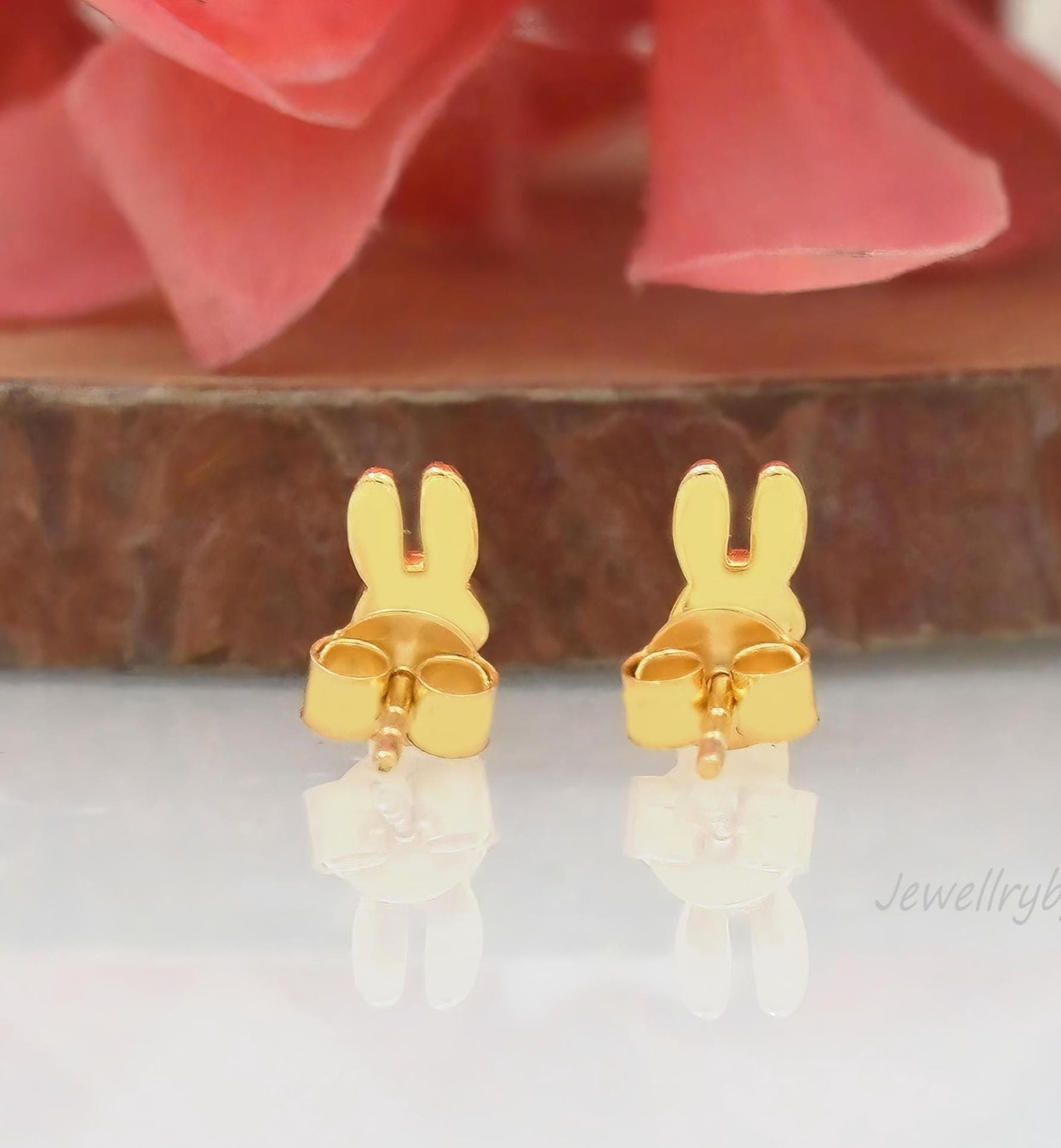 9k/14k Gold & 925 Sterling Silver Bunny Stud Earrings — Tiny Rabbit Jewelry - View 4 - Jewelry By Poonam | SKU: PJE1710-SLYG- 9k/14k Gold & 925 Sterling Silver Bunny Stud Earrings — Tiny Rabbit Jewelry - View 4 - Jewelry By Poonam | SKU: PJE1710-SLYG-