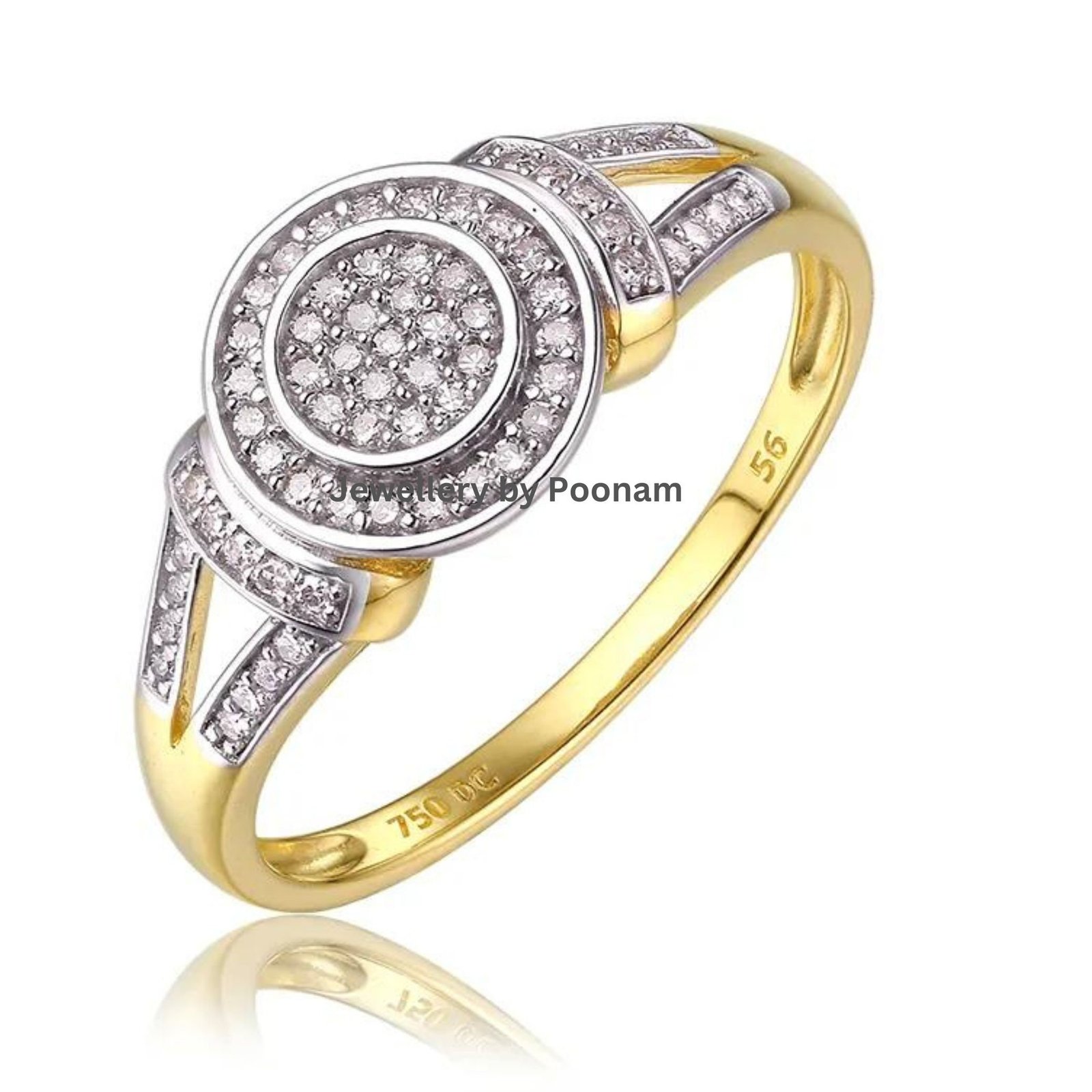 9K 14K Gold Moissanite Ring: Anniversary Engagement Jewelry - Jewelry By Poonam | SKU: R-1036 9K 14K Gold Moissanite Ring: Anniversary Engagement Jewelry - Jewelry By Poonam | SKU: R-1036