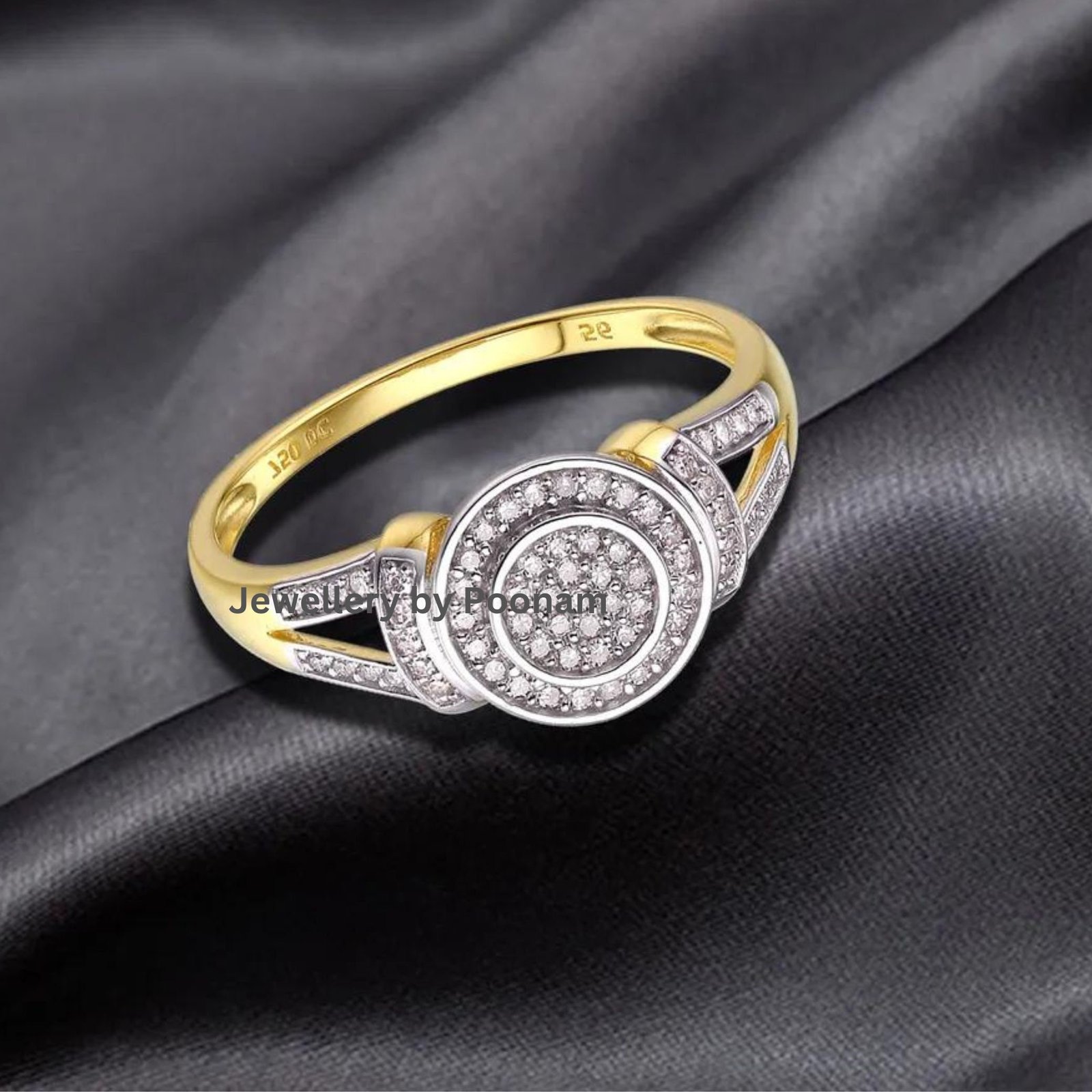 9K 14K Gold Moissanite Ring: Anniversary Engagement Jewelry - View 2 - Jewelry By Poonam | SKU: R-1036 9K 14K Gold Moissanite Ring: Anniversary Engagement Jewelry - View 2 - Jewelry By Poonam | SKU: R-1036