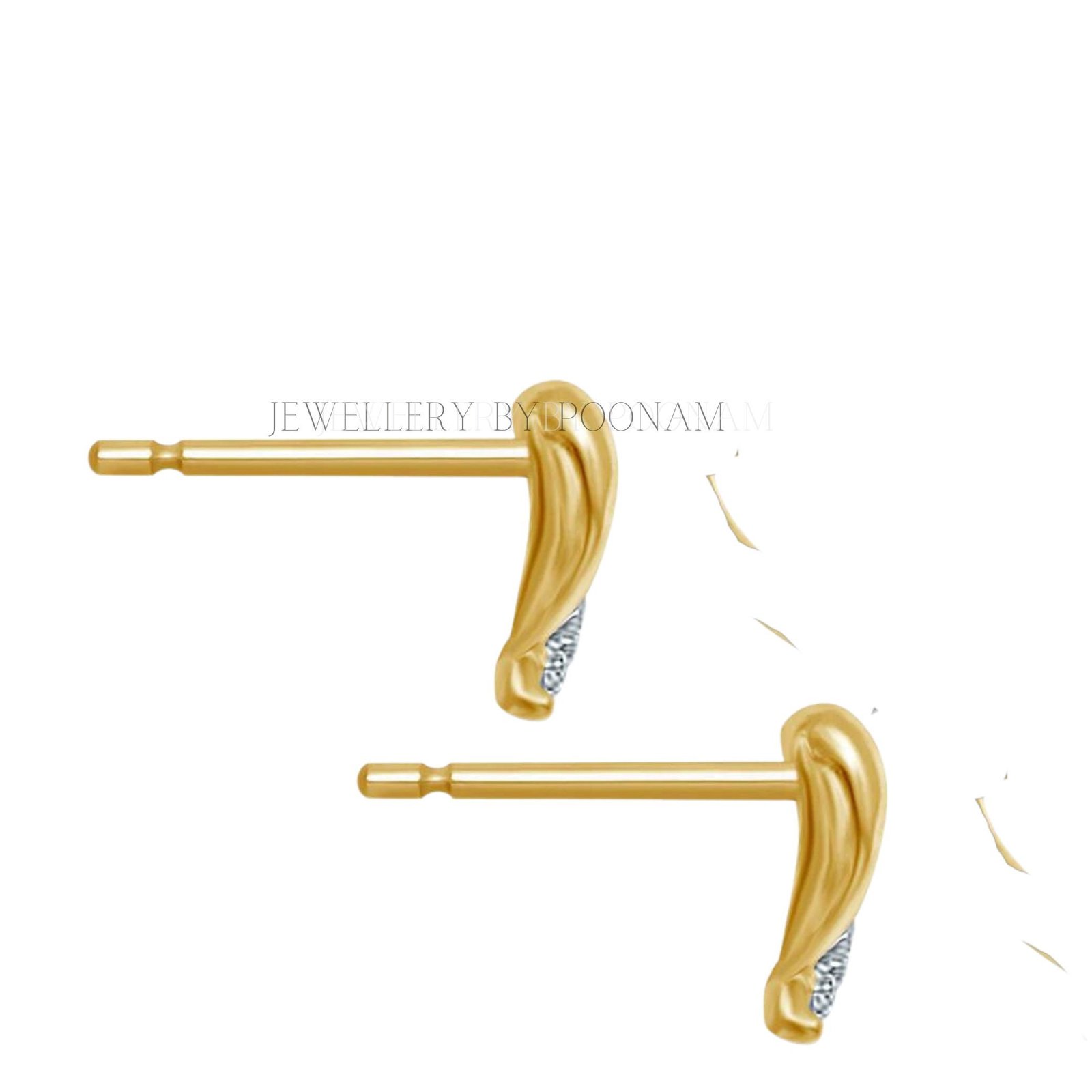 9k/14k Gold Sterling Silver Heart Stud Earrings, Moissanite Cubic Zirconia Detail - View 4 - Jewelry By Poonam | SKU: PJE1620 9k/14k Gold Sterling Silver Heart Stud Earrings, Moissanite Cubic Zirconia Detail - View 4 - Jewelry By Poonam | SKU: PJE1620