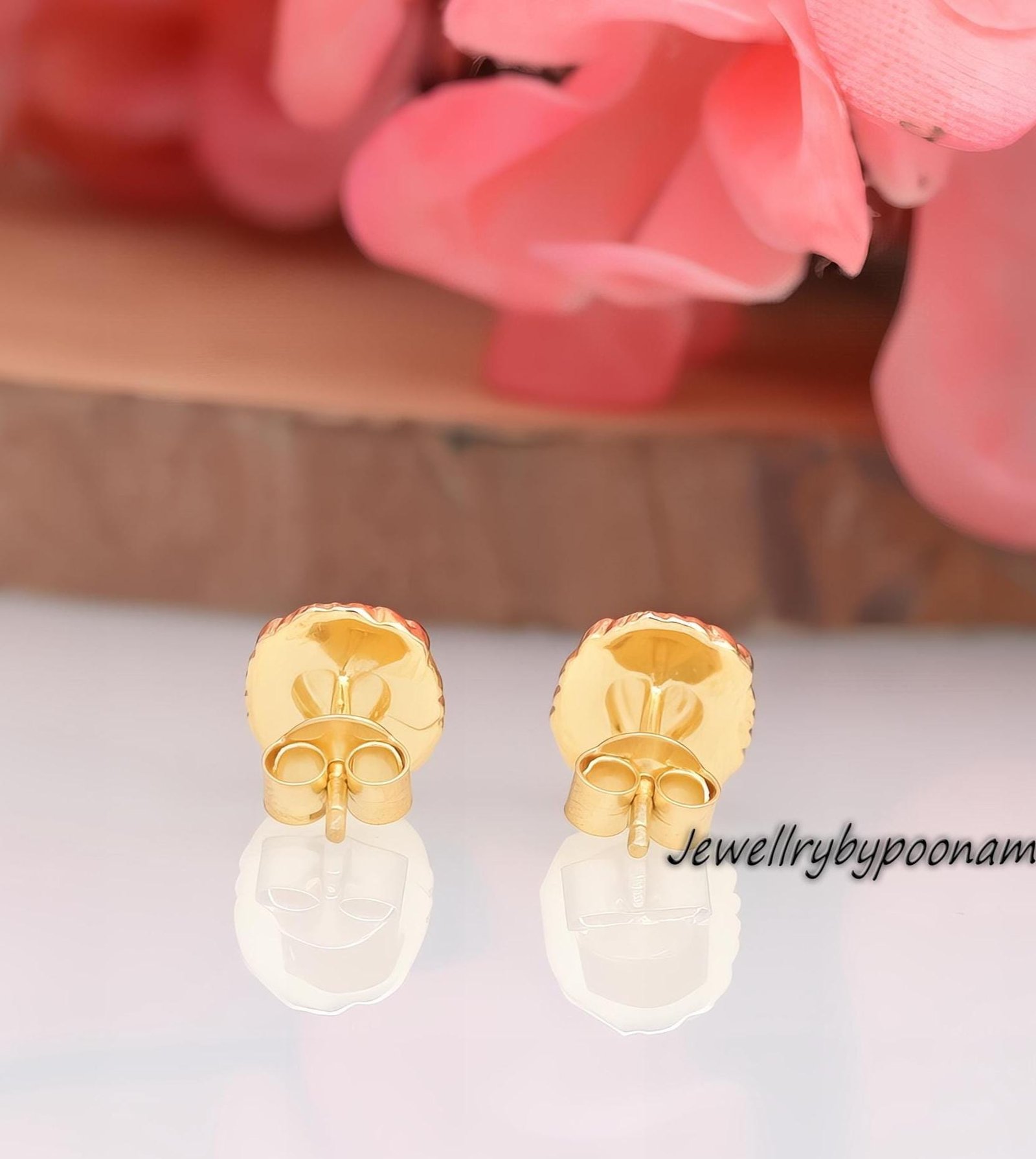 9k/14k Gold Sterling Silver Lion Head Earrings, Dainty Leo Zodiac Studs - View 2 - Jewelry By Poonam | SKU: PJE1700-SLYG-10M 9k/14k Gold Sterling Silver Lion Head Earrings, Dainty Leo Zodiac Studs - View 2 - Jewelry By Poonam | SKU: PJE1700-SLYG-10M