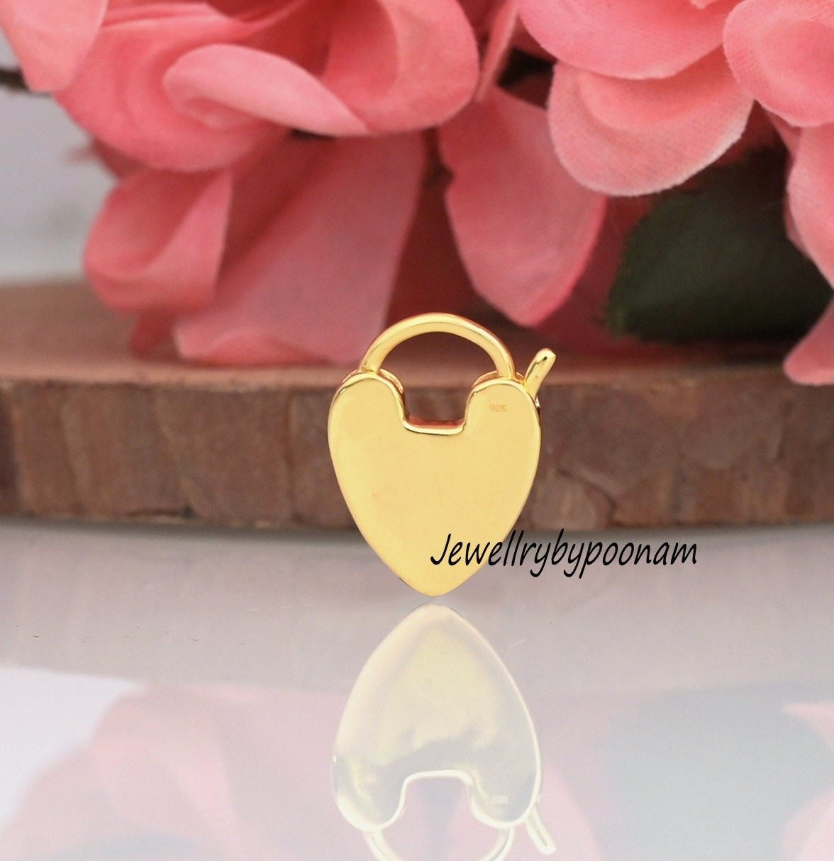 9K/14K Heart-Shaped Padlock Pendant Necklace β Elegant Dainty Jewellery Connector - View 2 - Jewelry By Poonam | SKU: PJh48- 9K/14K Heart-Shaped Padlock Pendant Necklace β Elegant Dainty Jewellery Connector - View 2 - Jewelry By Poonam | SKU: PJh48-