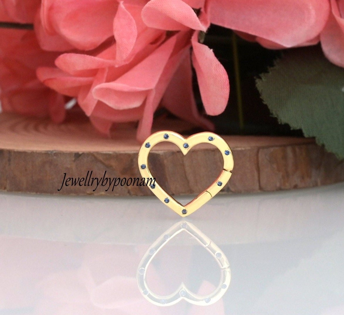 9K/14K Solid Gold Diamond Heart Charm Enhancer Clasp – Thick Link Pendant Connector - Jewelry By Poonam | SKU: PJH981- 2/2026 9K/14K Solid Gold Diamond Heart Charm Enhancer Clasp – Thick Link Pendant Connector - Jewelry By Poonam | SKU: PJH981- 2/2026