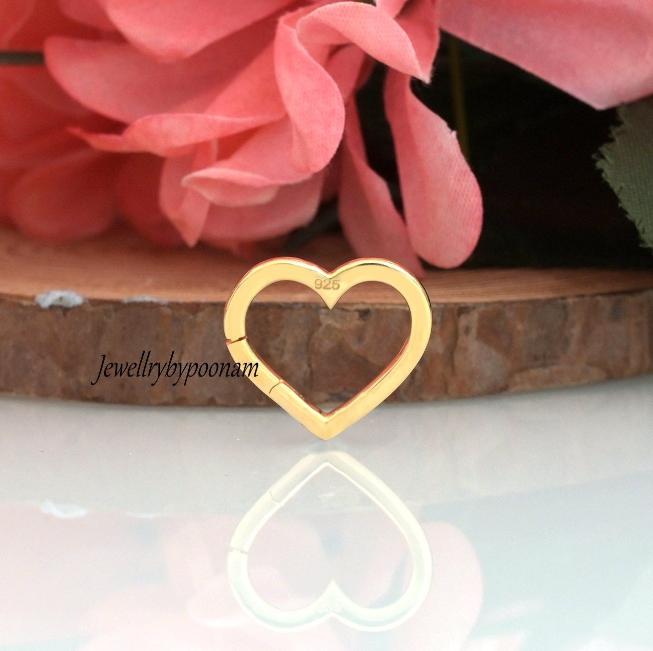 9K/14K Solid Gold Diamond Heart Charm Enhancer Clasp – Thick Link Pendant Connector - View 3 - Jewelry By Poonam | SKU: PJH98 9K/14K Solid Gold Diamond Heart Charm Enhancer Clasp – Thick Link Pendant Connector - View 3 - Jewelry By Poonam | SKU: PJH98