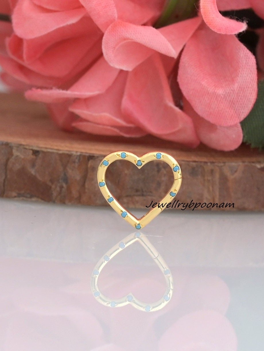 9K/14K Solid Gold Diamond Heart Charm Enhancer Clasp – Thick Link Pendant Connector - View 6 - Jewelry By Poonam | SKU: PJH98 9K/14K Solid Gold Diamond Heart Charm Enhancer Clasp – Thick Link Pendant Connector - View 6 - Jewelry By Poonam | SKU: PJH98