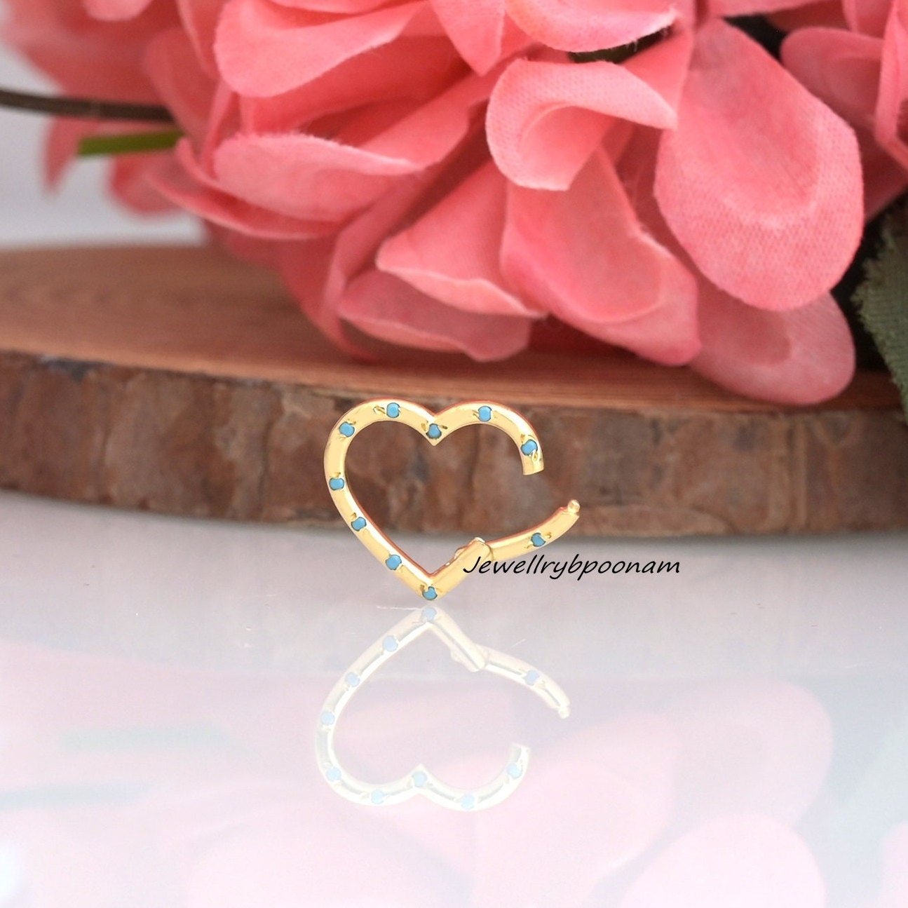 9K/14K Solid Gold Diamond Heart Charm Enhancer Clasp – Thick Link Pendant Connector - View 7 - Jewelry By Poonam | SKU: PJH98 9K/14K Solid Gold Diamond Heart Charm Enhancer Clasp – Thick Link Pendant Connector - View 7 - Jewelry By Poonam | SKU: PJH98